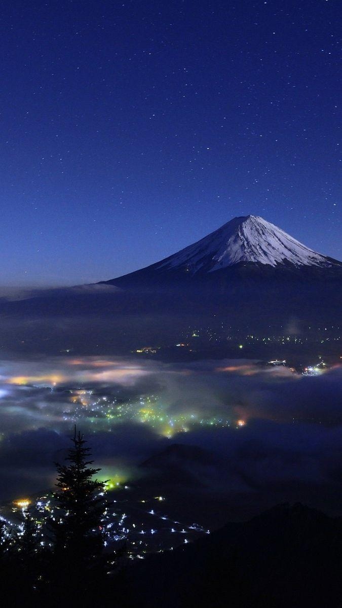 680x1200 Mount Fuji Japan Night View IPhone Wallpaper, Phone