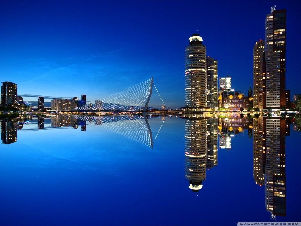 1030x770 Rotterdam Skyline Night ❤ 4K HD Desktop Wallpaper for 4K Ultra HD, Desktop