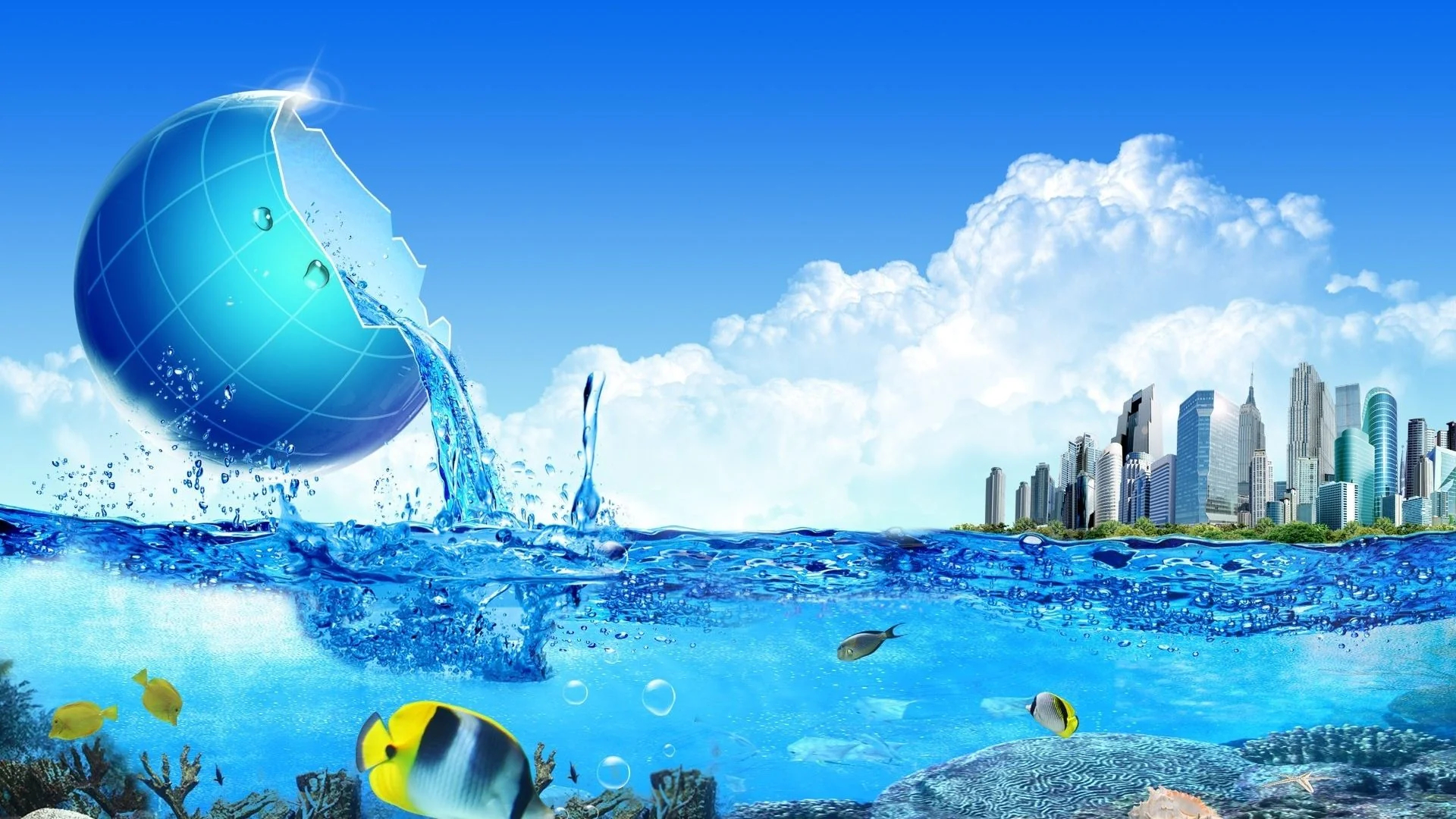 1920x1080 Ocean Cityscape HD Wallpaper, Desktop
