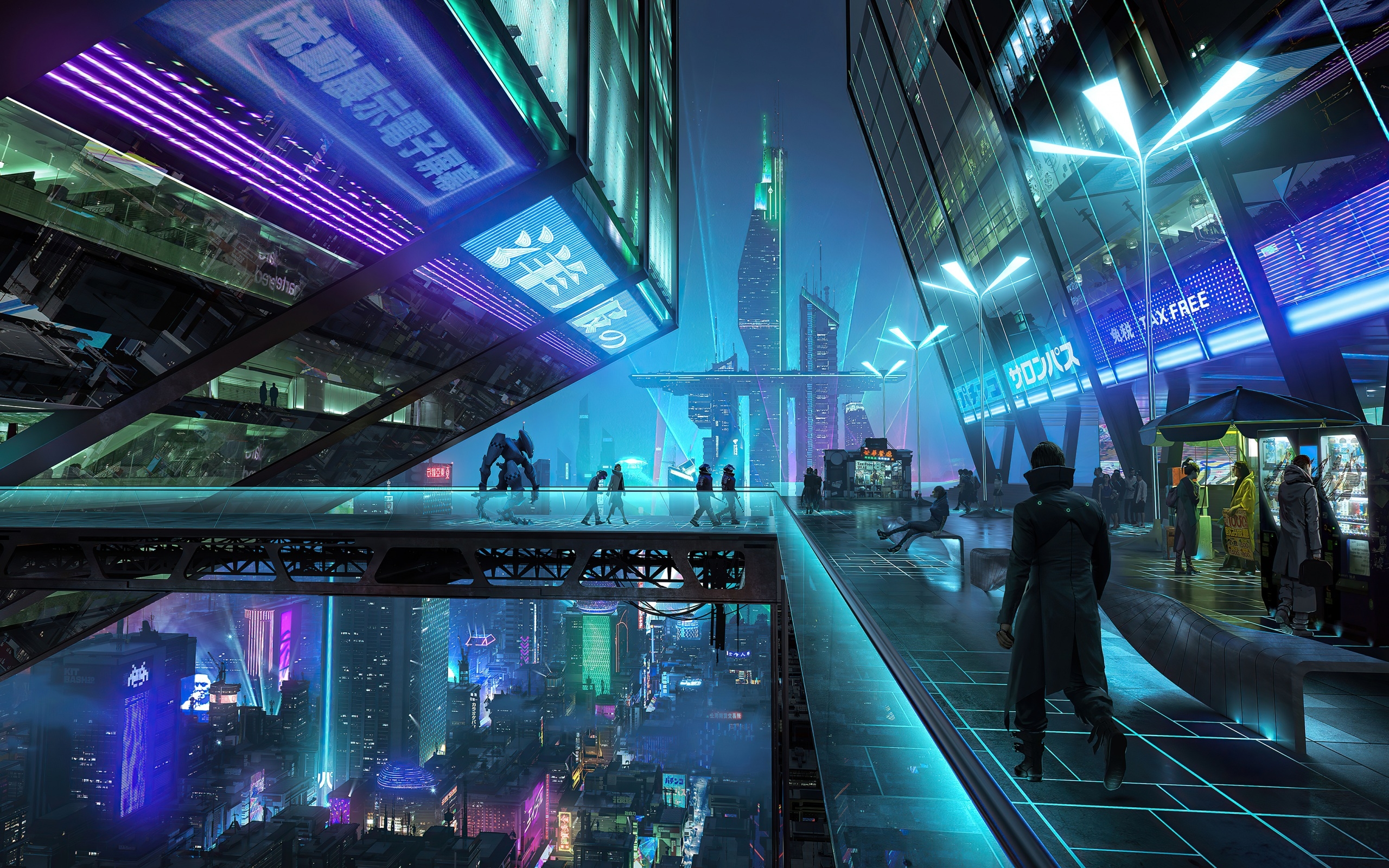 2560x1600 Wallpaper 4k Neon City Night 4k Wallpaper, Desktop