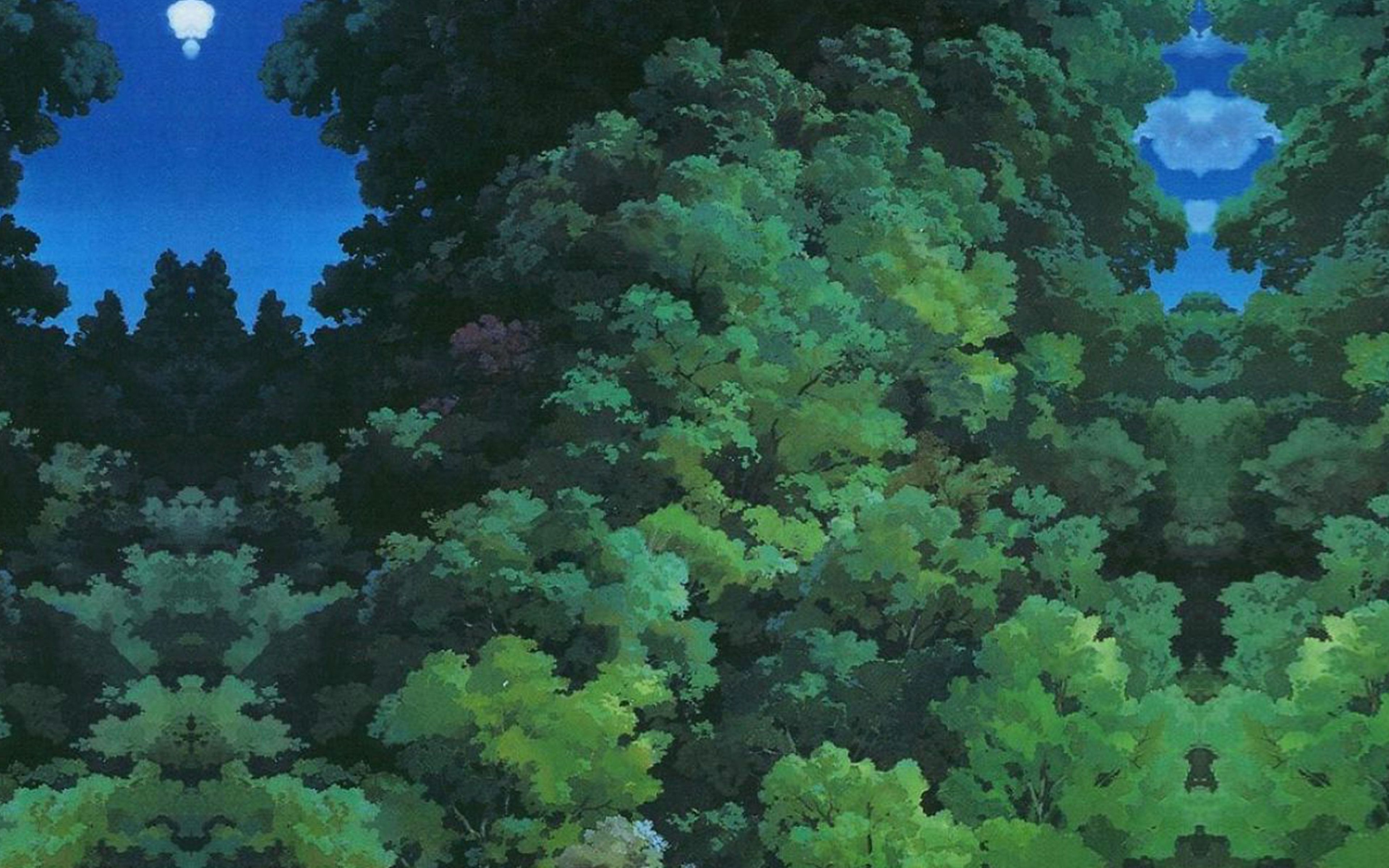 3840x2400 Studio Ghibli Tree Green Art Illustration Love Anime Wallpaper, Desktop