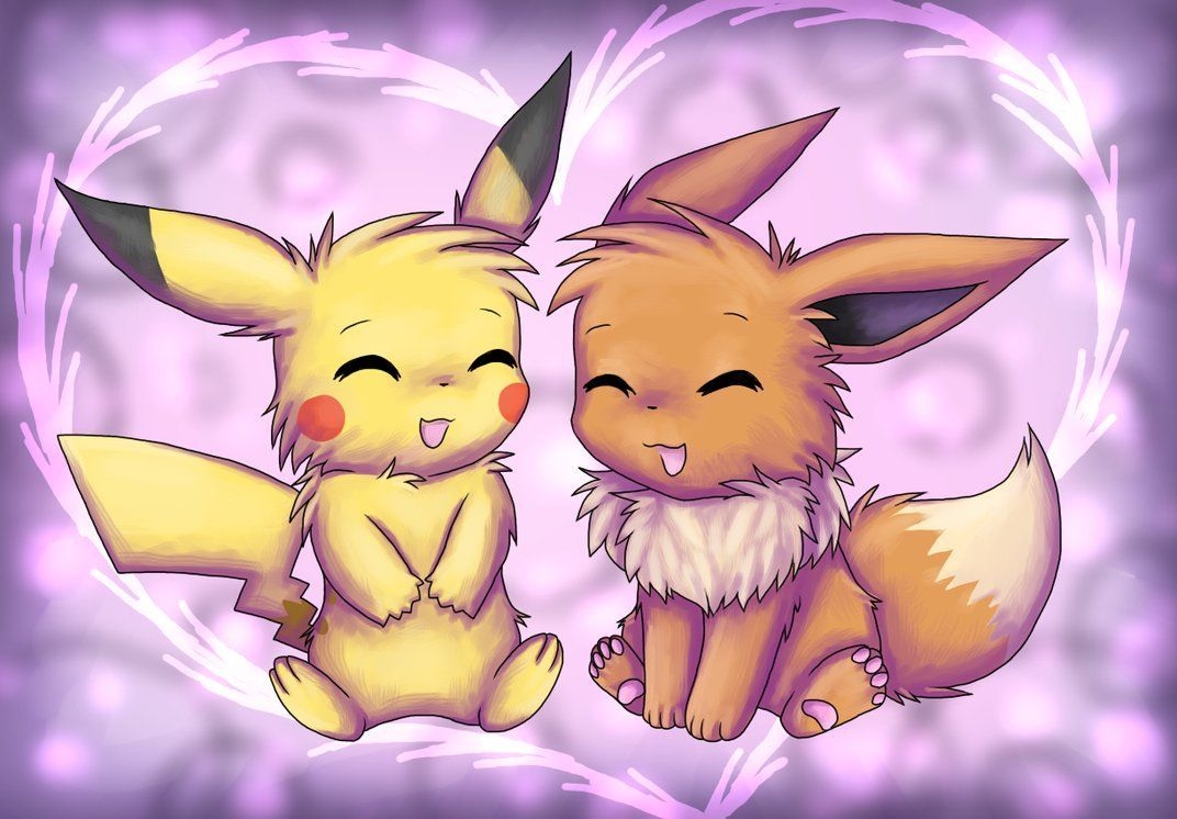 1080x750 Cute Pikachu and Eevee Wallpaper, Desktop