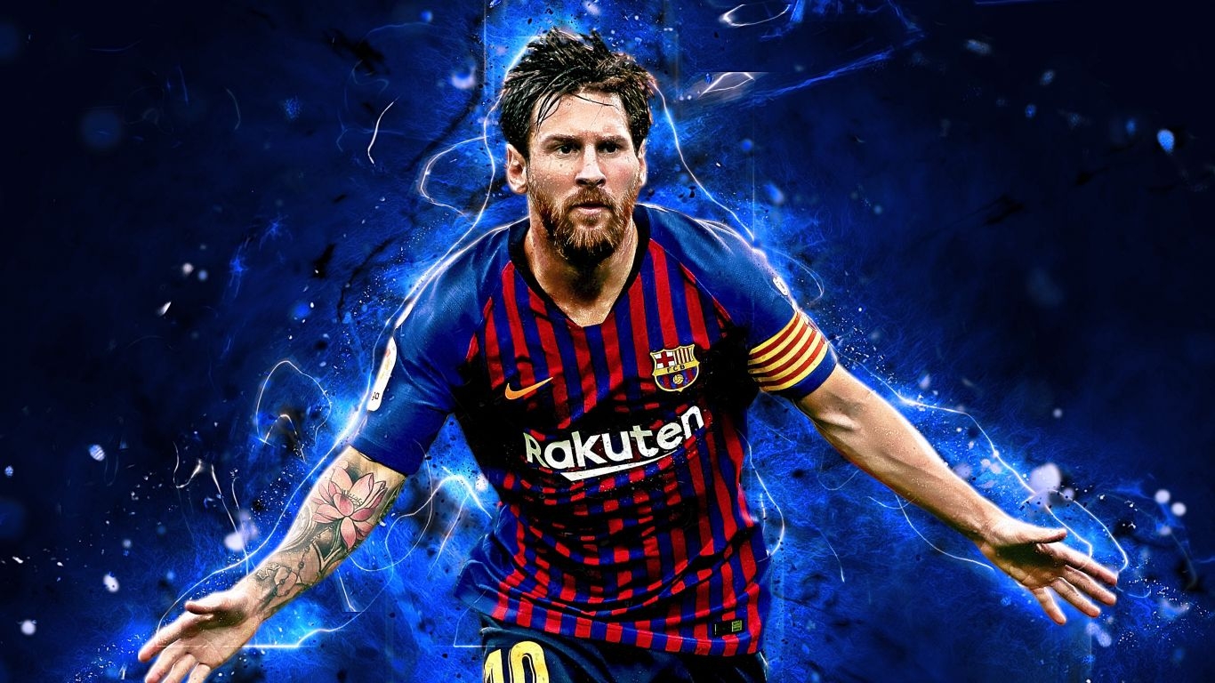 1370x770 Download  wallpaper artwork, footballer, celebrity, lionel messi, tablet, laptop,  HD image, background, 14730, Desktop