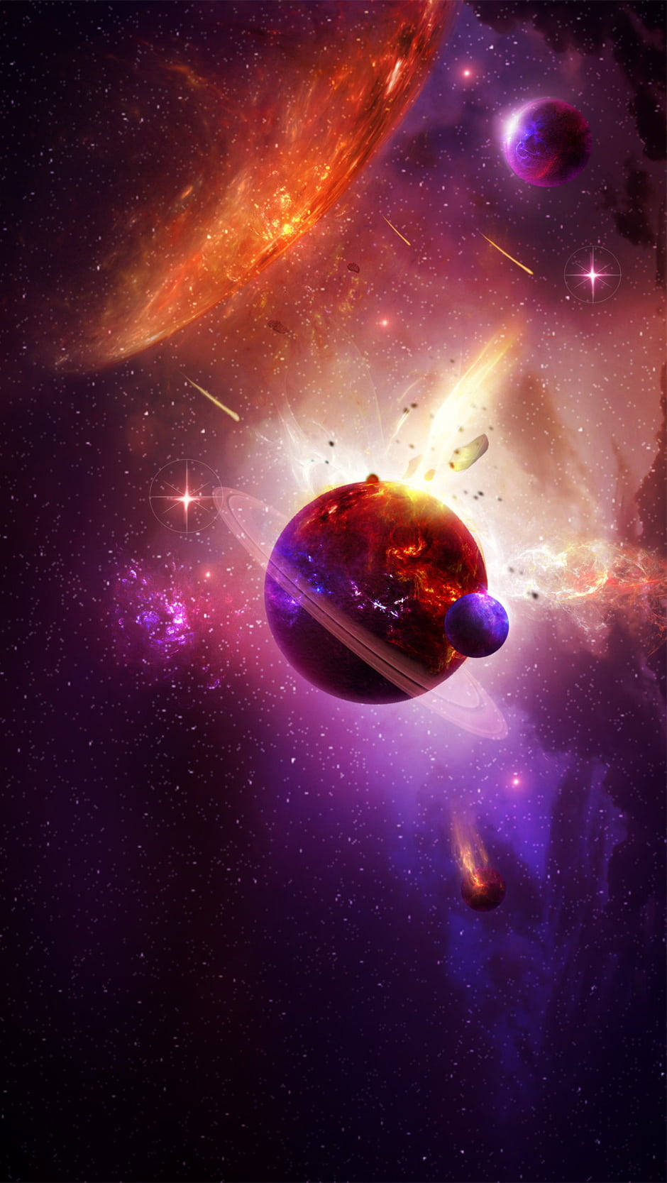 940x1670 Download Fiery Saturn Galaxy iPhone Wallpaper, Phone