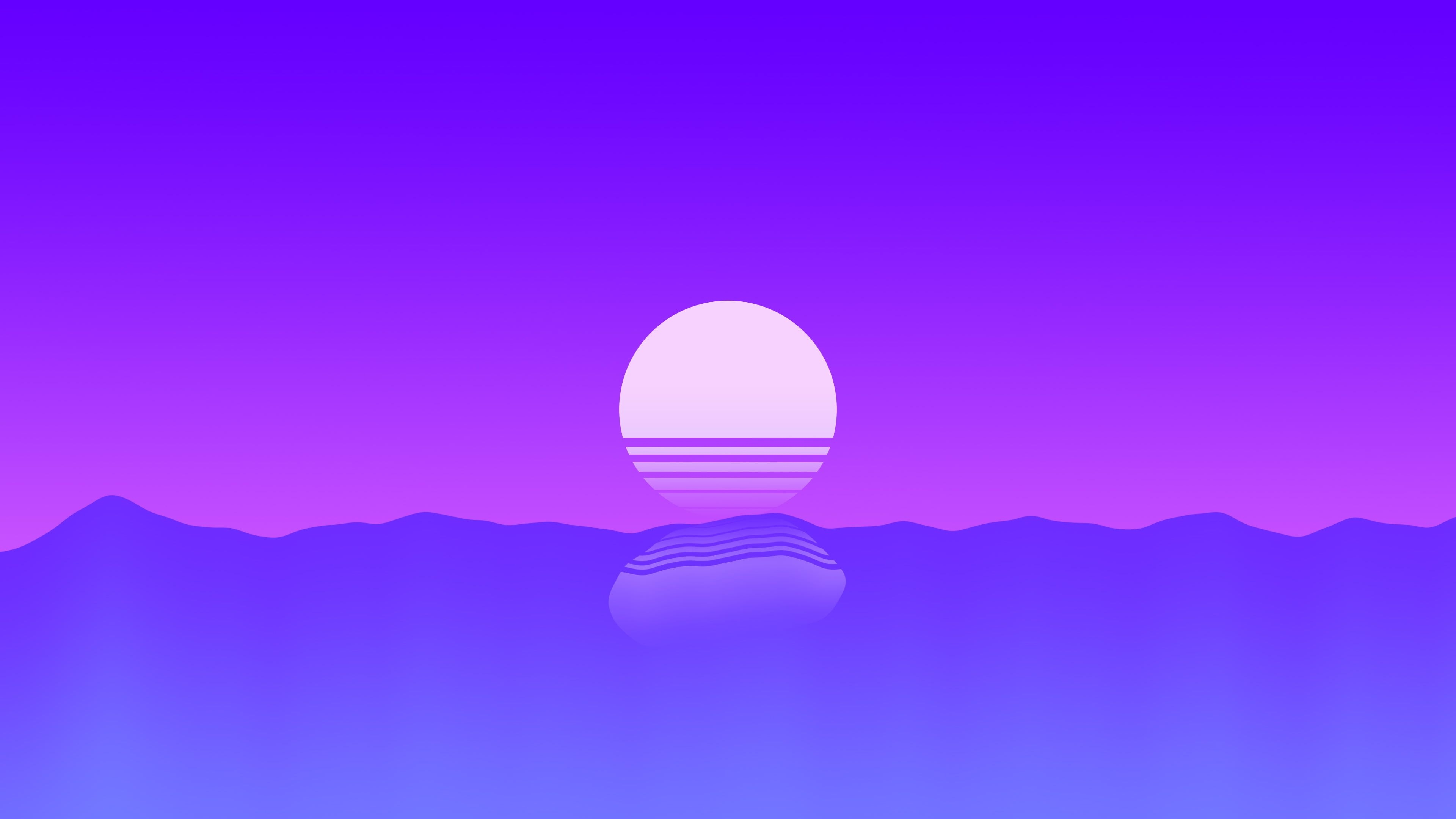 3840x2160 Artistic Retro Wave #Minimalist #Sea #Sunset K #wallpaper #hdwallpaper # desktop. Sunset wallpaper, Black and purple wallpaper, Purple sunset, Desktop