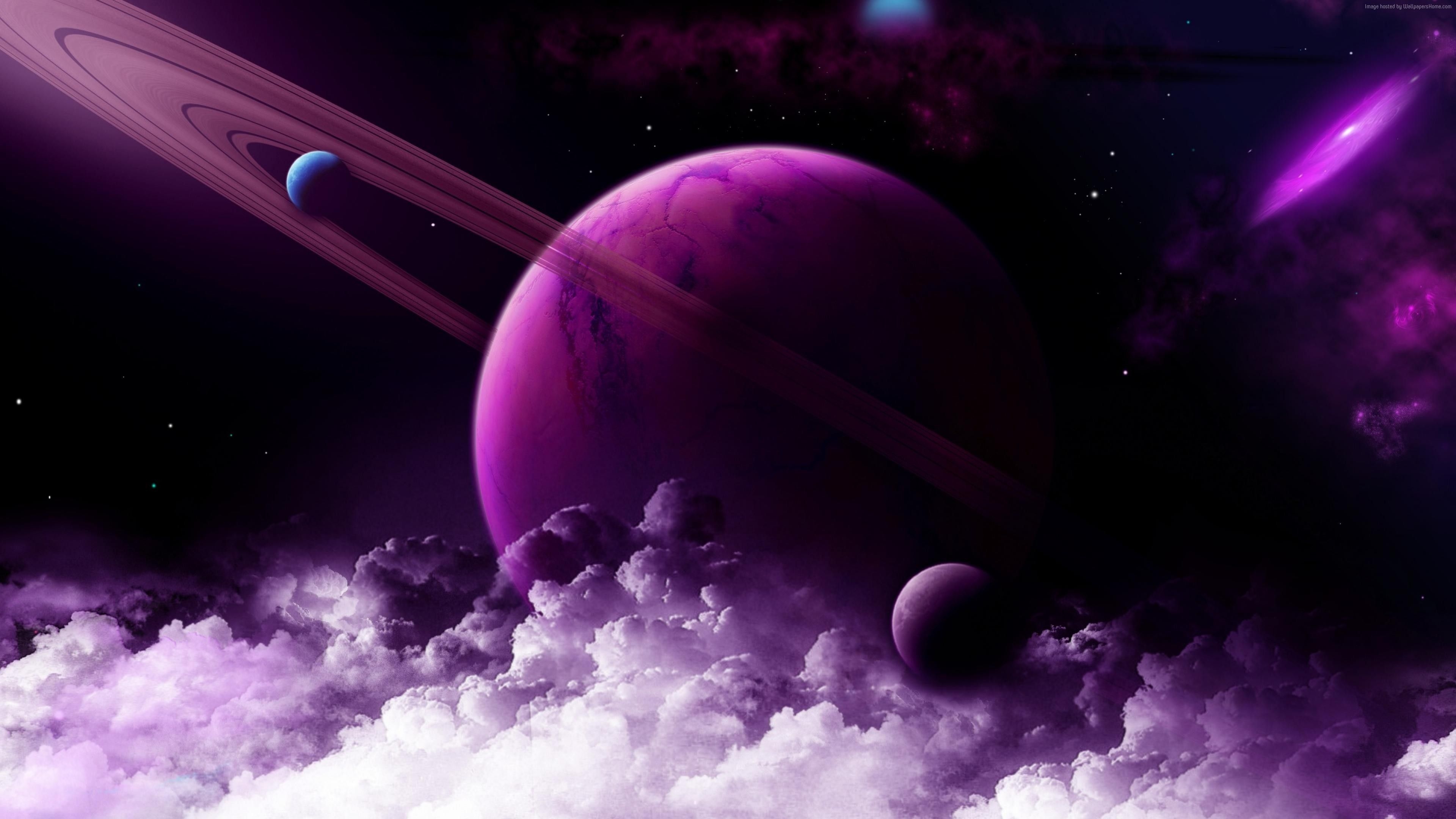 3840x2160 Wallpaper Saturn, planet, purple, 4k, Space Wallpaper Download, Desktop