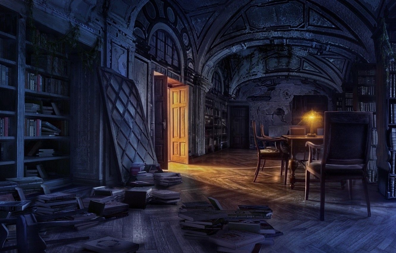 1340x850 Wallpaper candle, the room, arch, old library image for desktop, section фантастика, Desktop