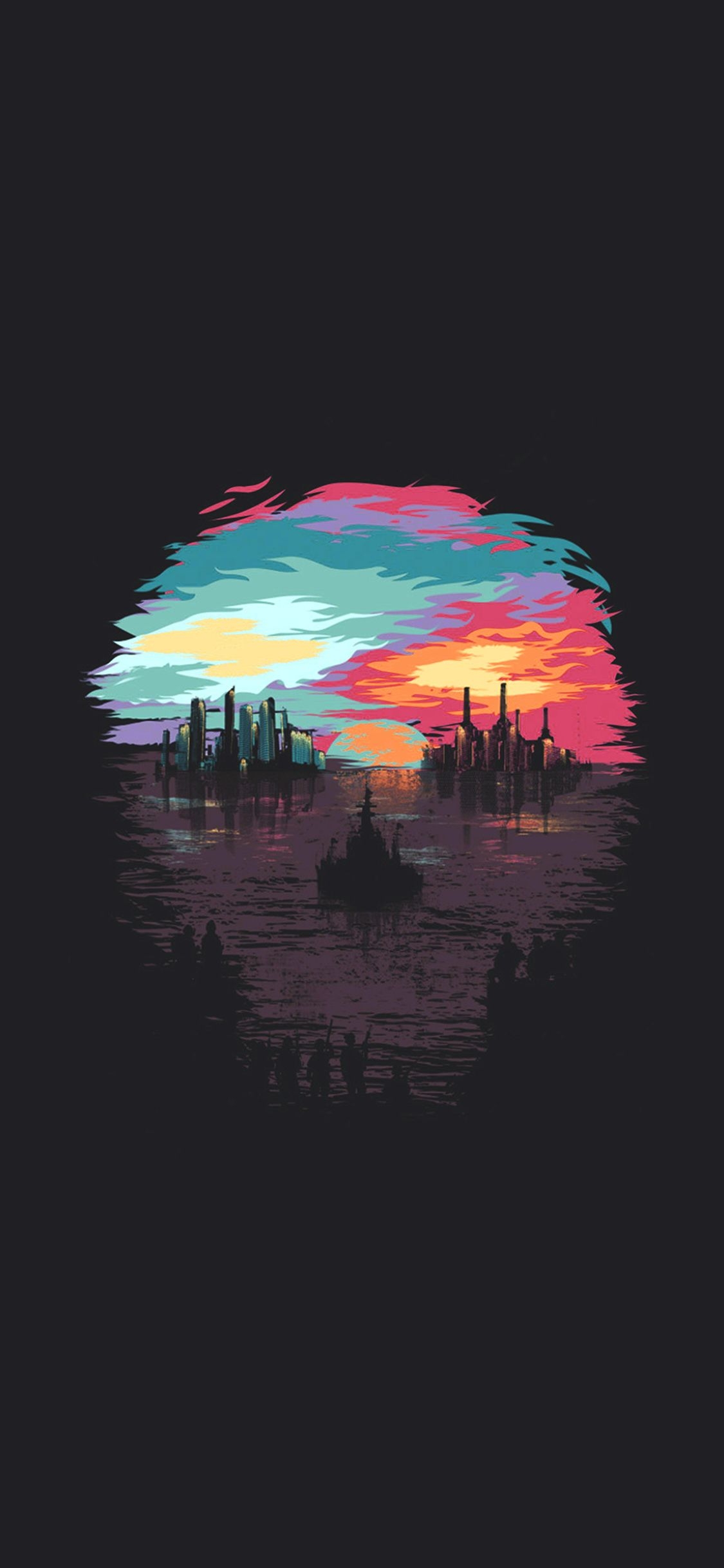 1130x2440 iPhone X wallpaper. dystopia art illustration minimal dark, Phone