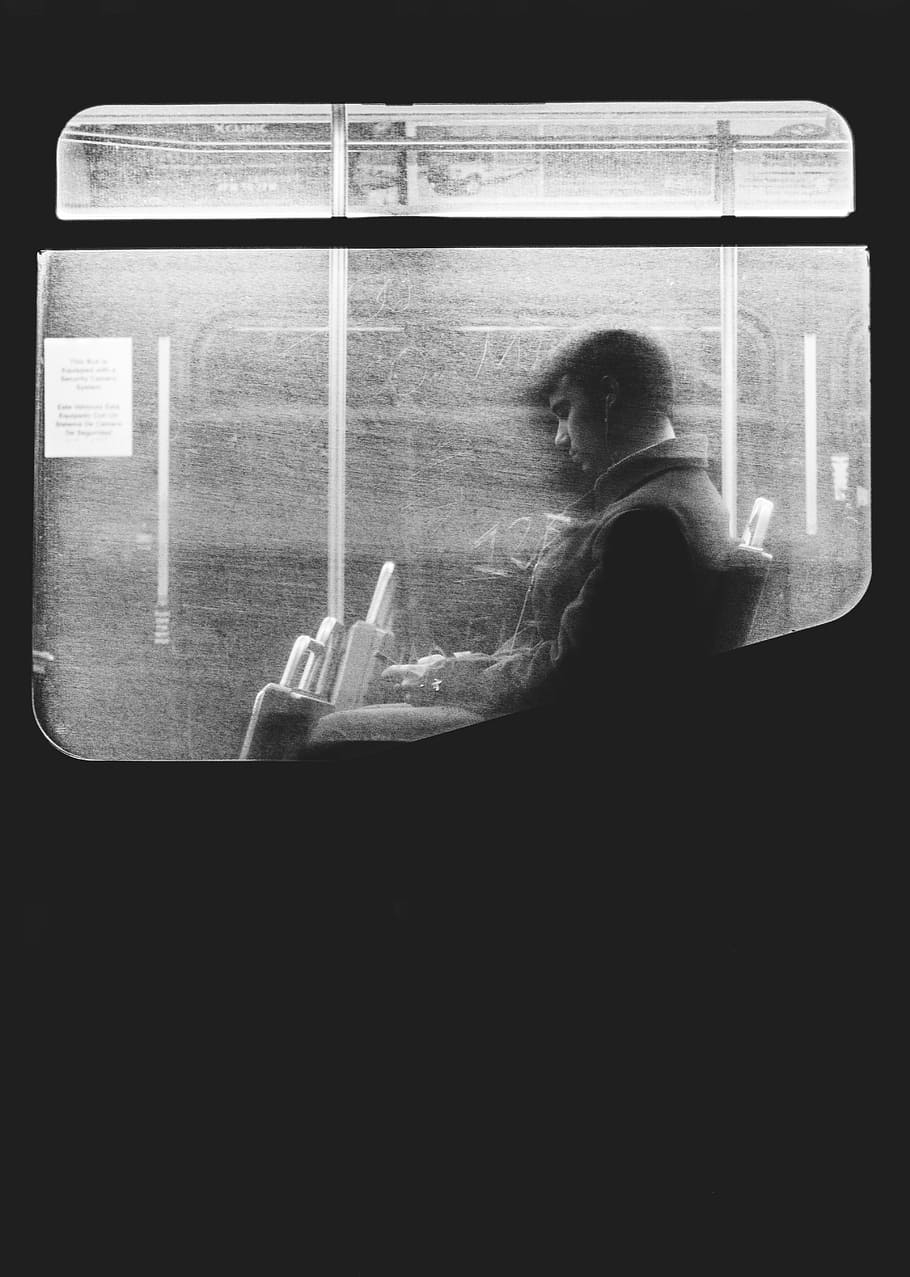 910x1280 Greyscale painting of man in a train black white people guy wallpaper, Phone