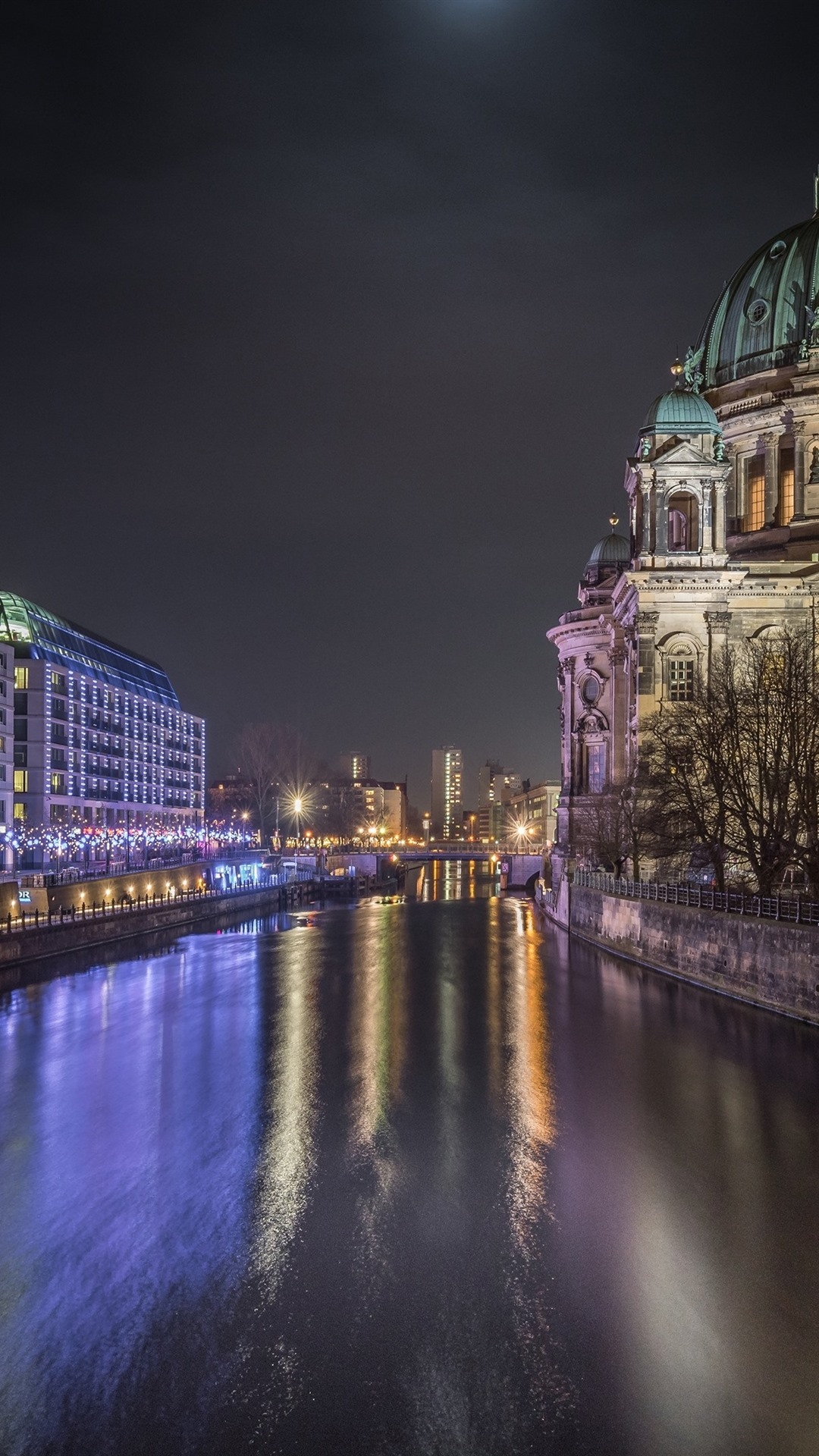 1080x1920 Germany, Berlin, City Night, River, Buildings, Lights  IPhone 8 7 6 6S Plus Wallpaper, Background, Picture, Image, Phone