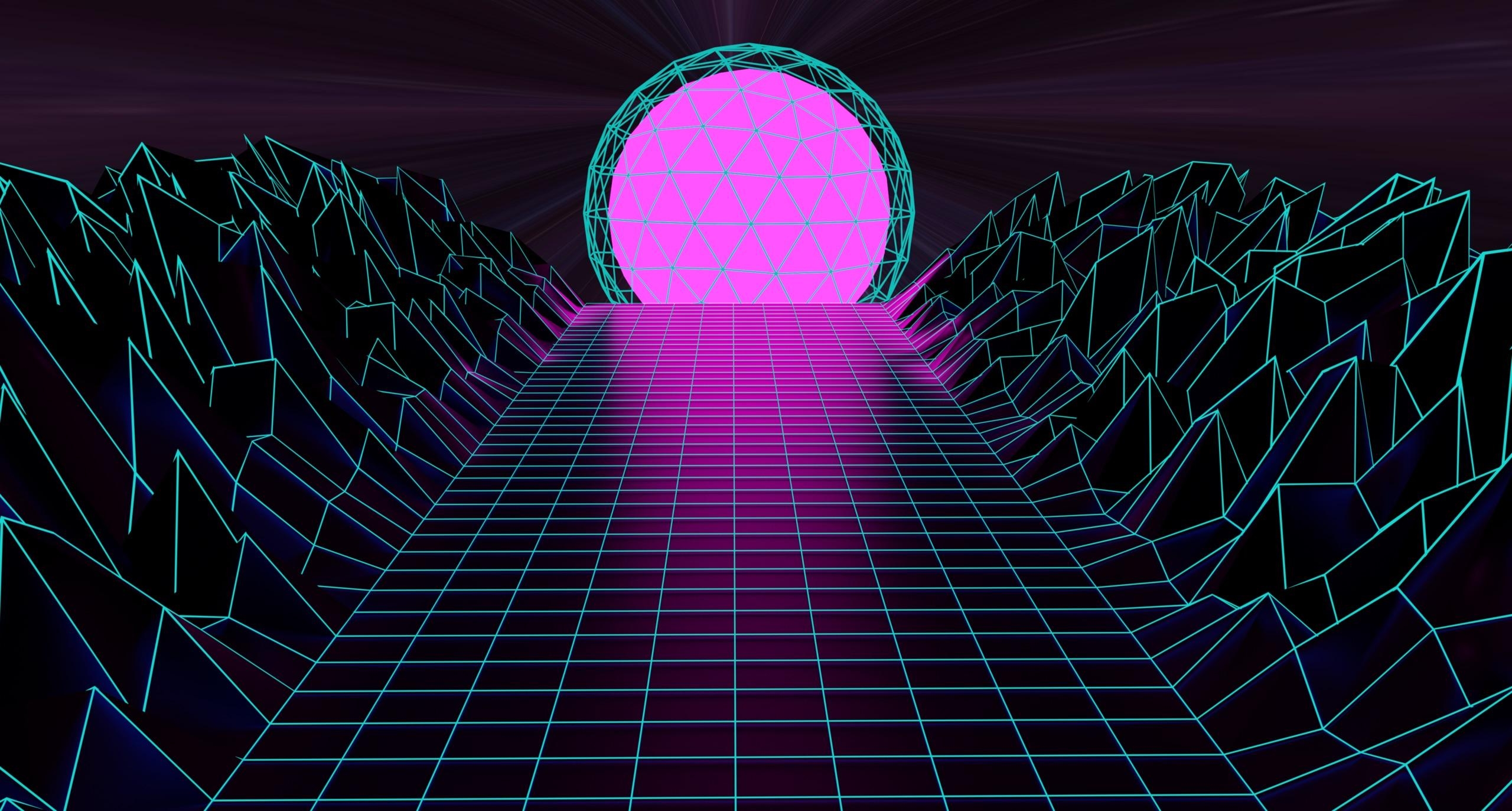 2560x1380 80s retro futuristic wallpaper, Desktop