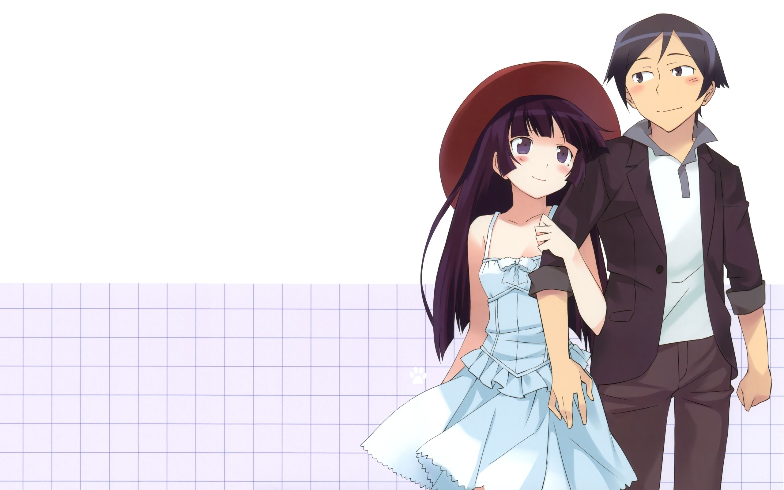 2560x1600 Wallpaper, illustration, anime, hat, cartoon, Person, boy, girl, smile, hug, mangaka, interaction, Desktop