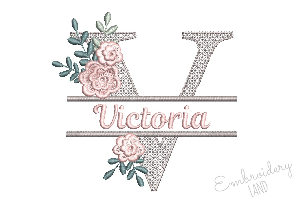 1230x830 Letter V Split Monogram Machine Embroidery Design DL23, Desktop