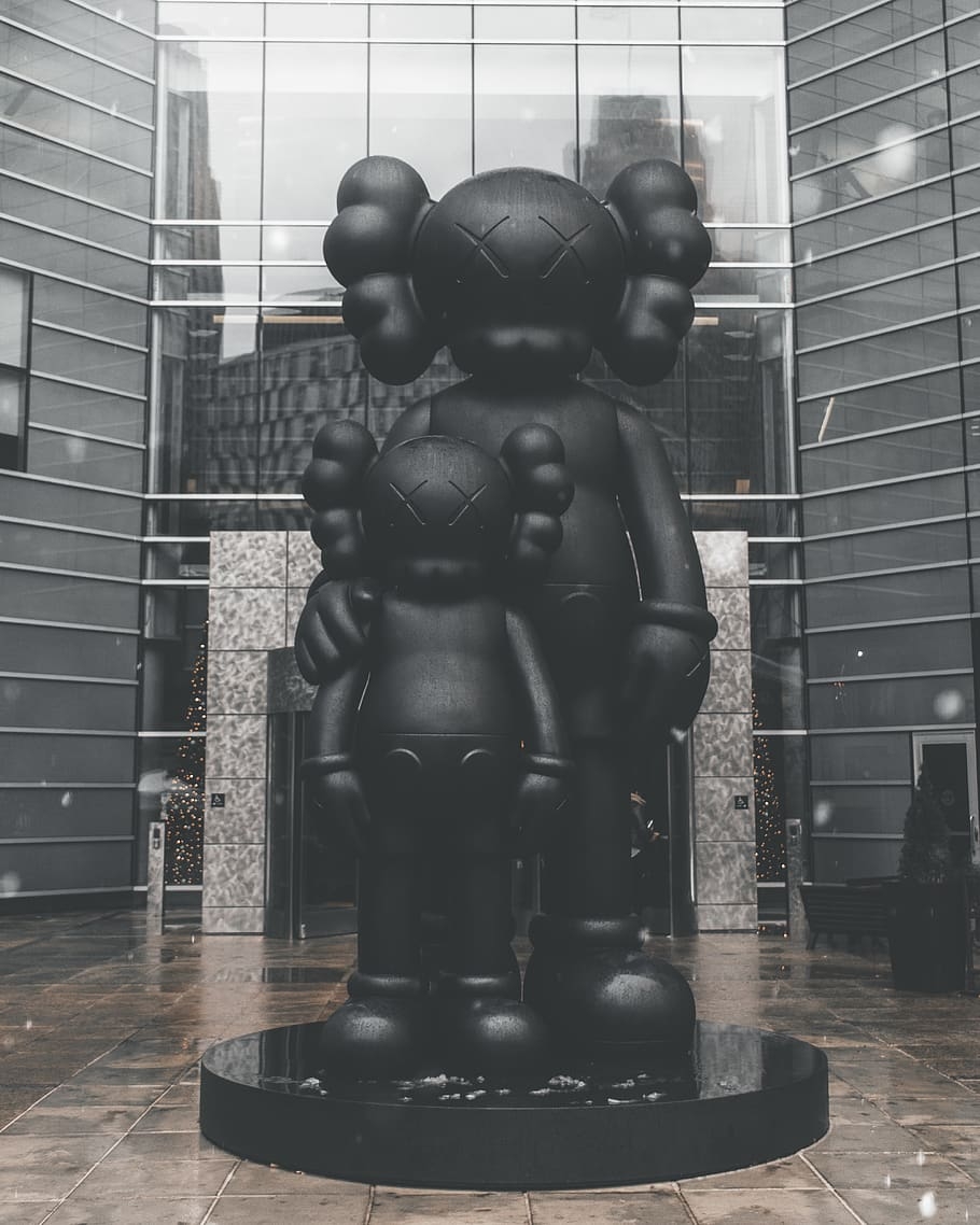 910x1140 HD wallpaper: kaws, statue, waiting, detroit, campus, martious, dark, scary, Phone