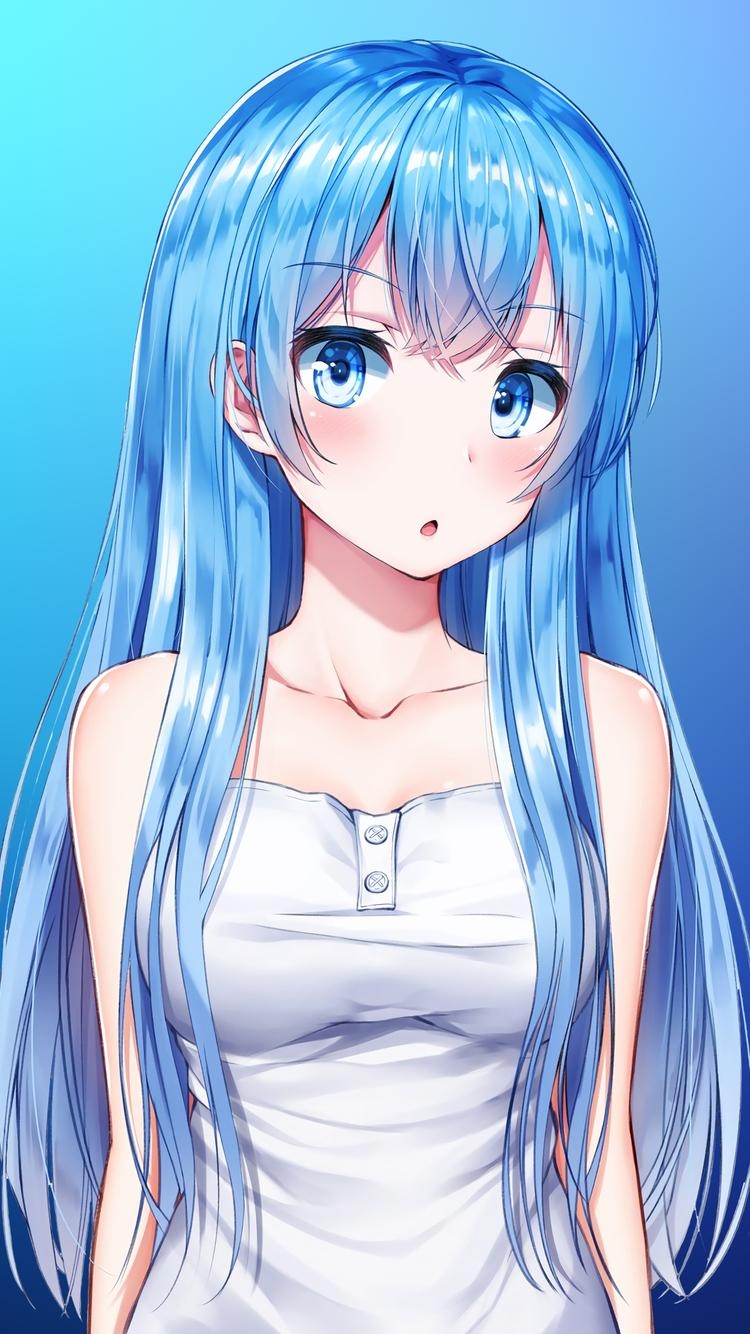 750x1340 Anime Girl Aqua Blue 4k iPhone iPhone 6S, iPhone, Phone