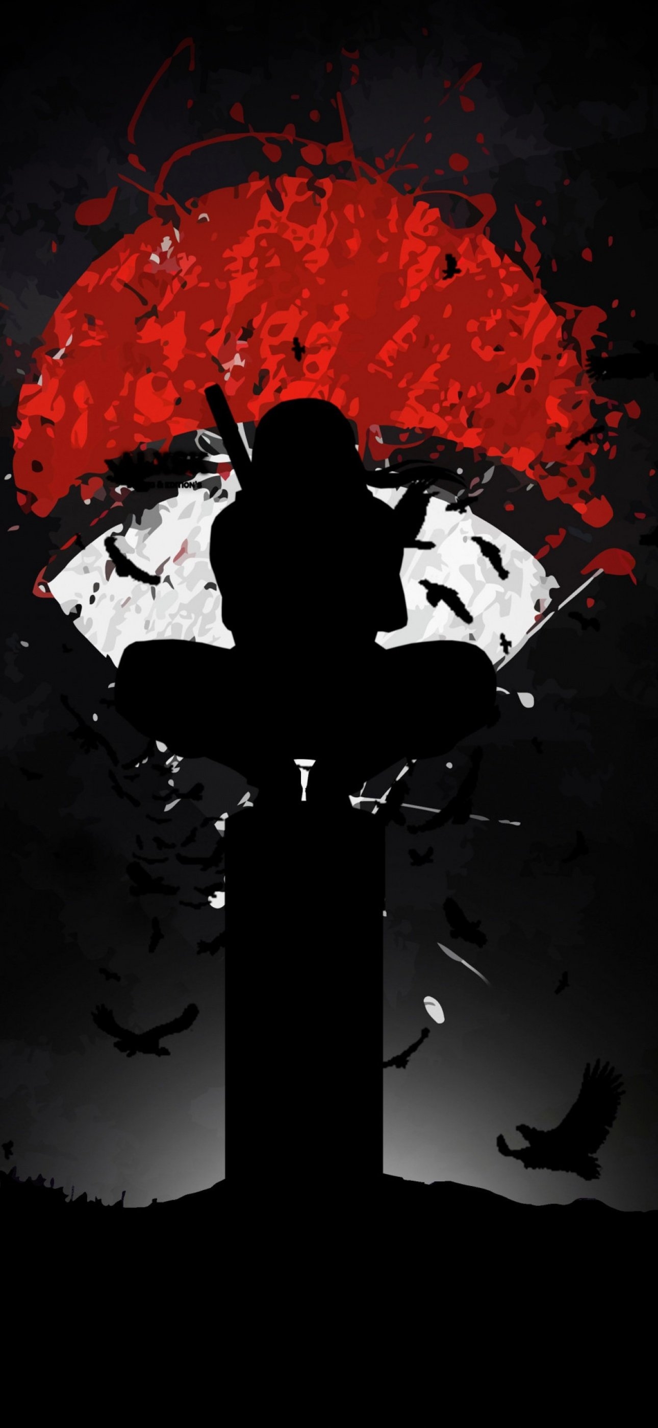 1290x2800 Itachi Uchiha Wallpaper 4K, AMOLED, Naruto, Black background, Phone