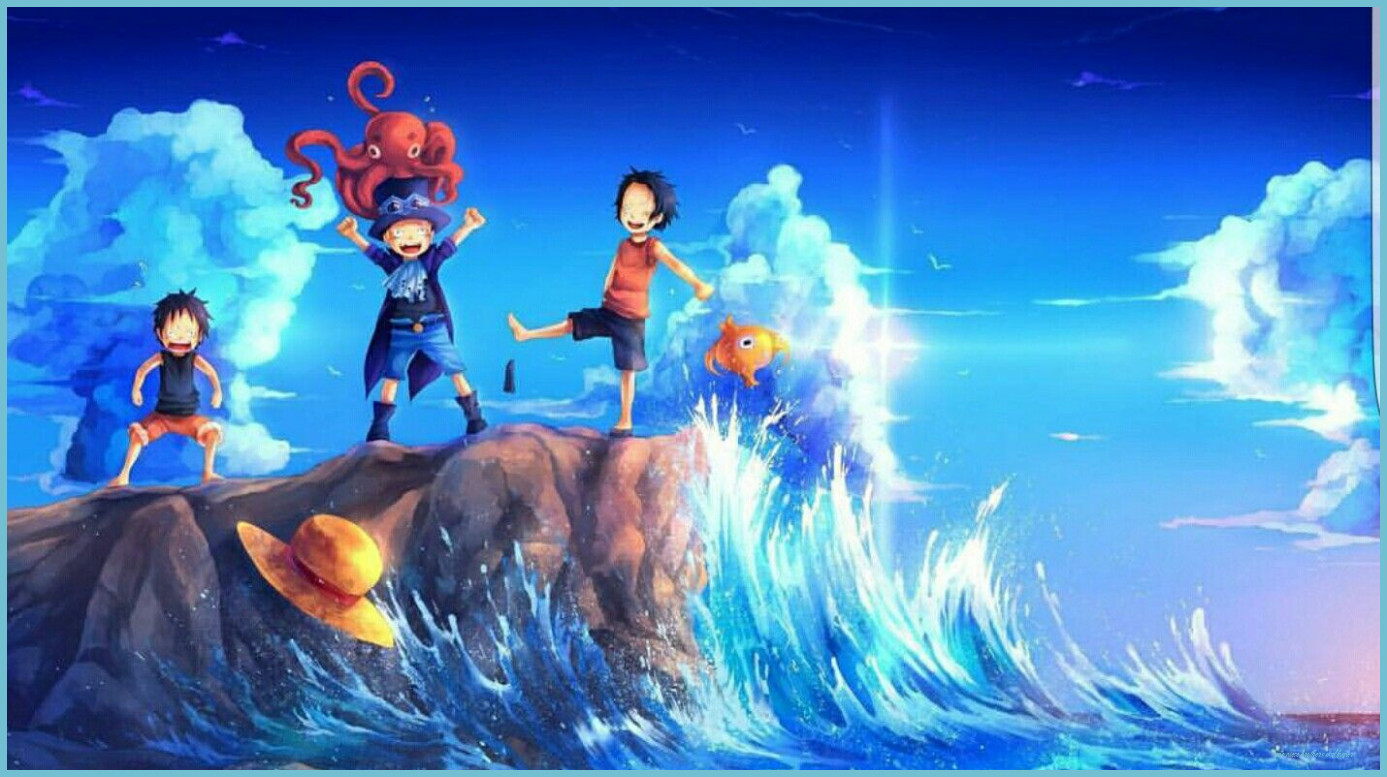 1390x780 Ace, Luffy, Sabo, Octopus, Fish, Funny, Ocean, Brothers; One Piece Piece Brothers Wallpaper, Desktop