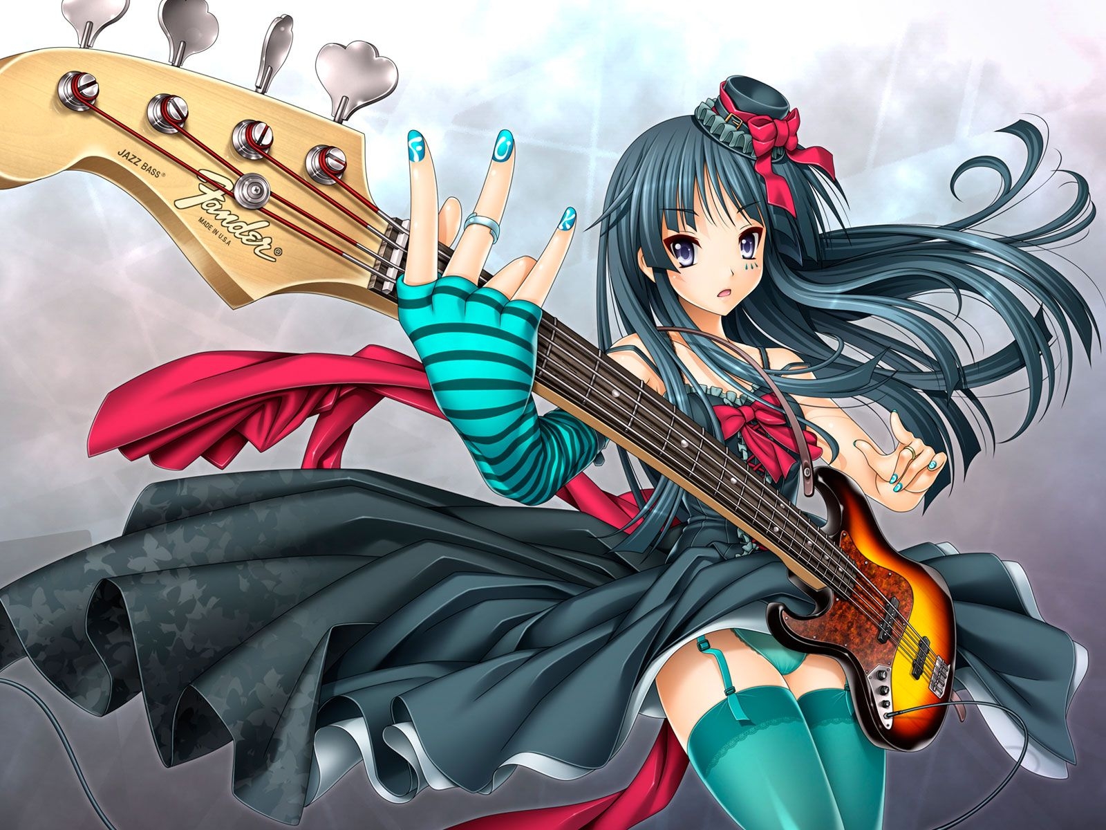 1600x1200 Anime Girl Playing Bass Guitar, Desktop