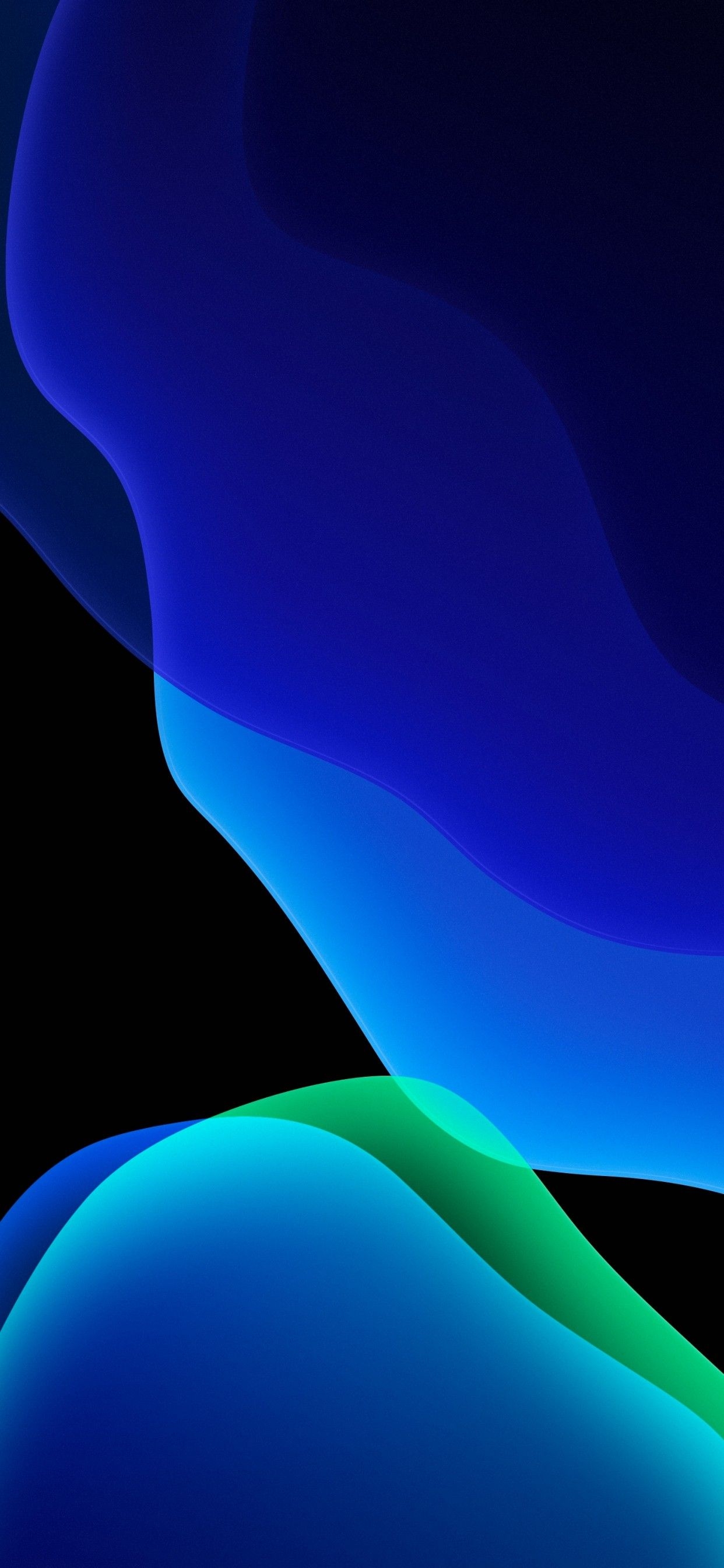 1250x2690 iOS 13 Wallpaper 4K, Stock, iPadOS, Blue, Black background, AMOLED, Abstract, Phone