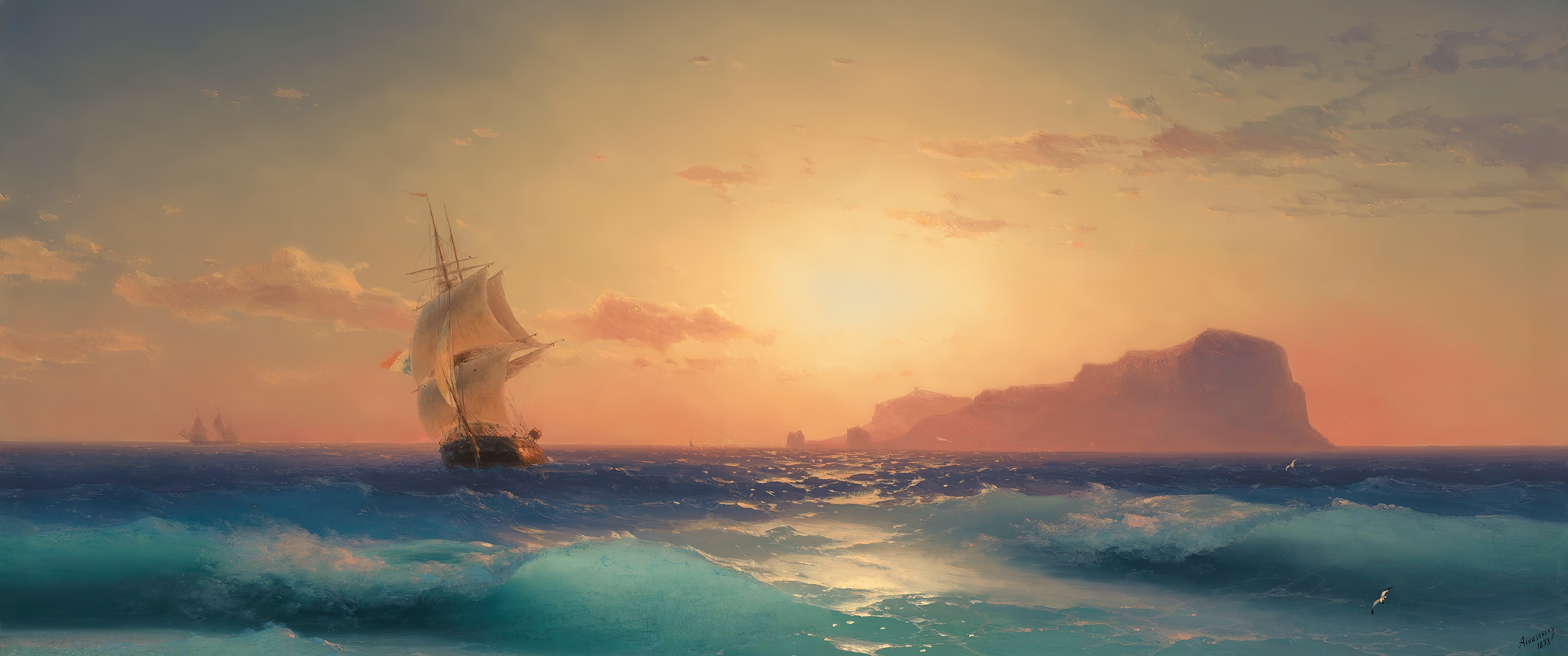 3440x1440 Sailing Ship HD Wallpaper, Dual Screen