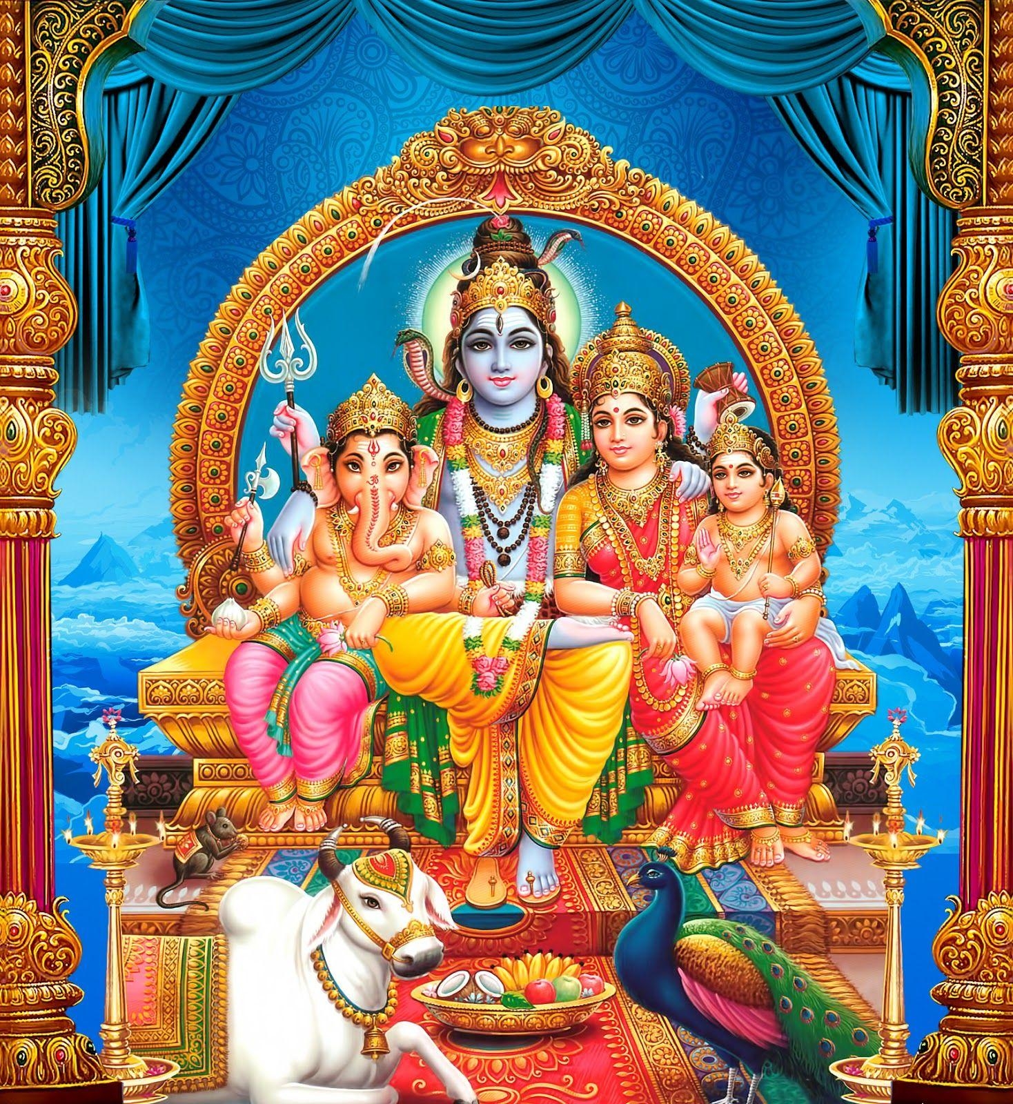 1470x1600 Lord shiva parvathi ganesha kartikeya sitting HD wallpaper free, Phone