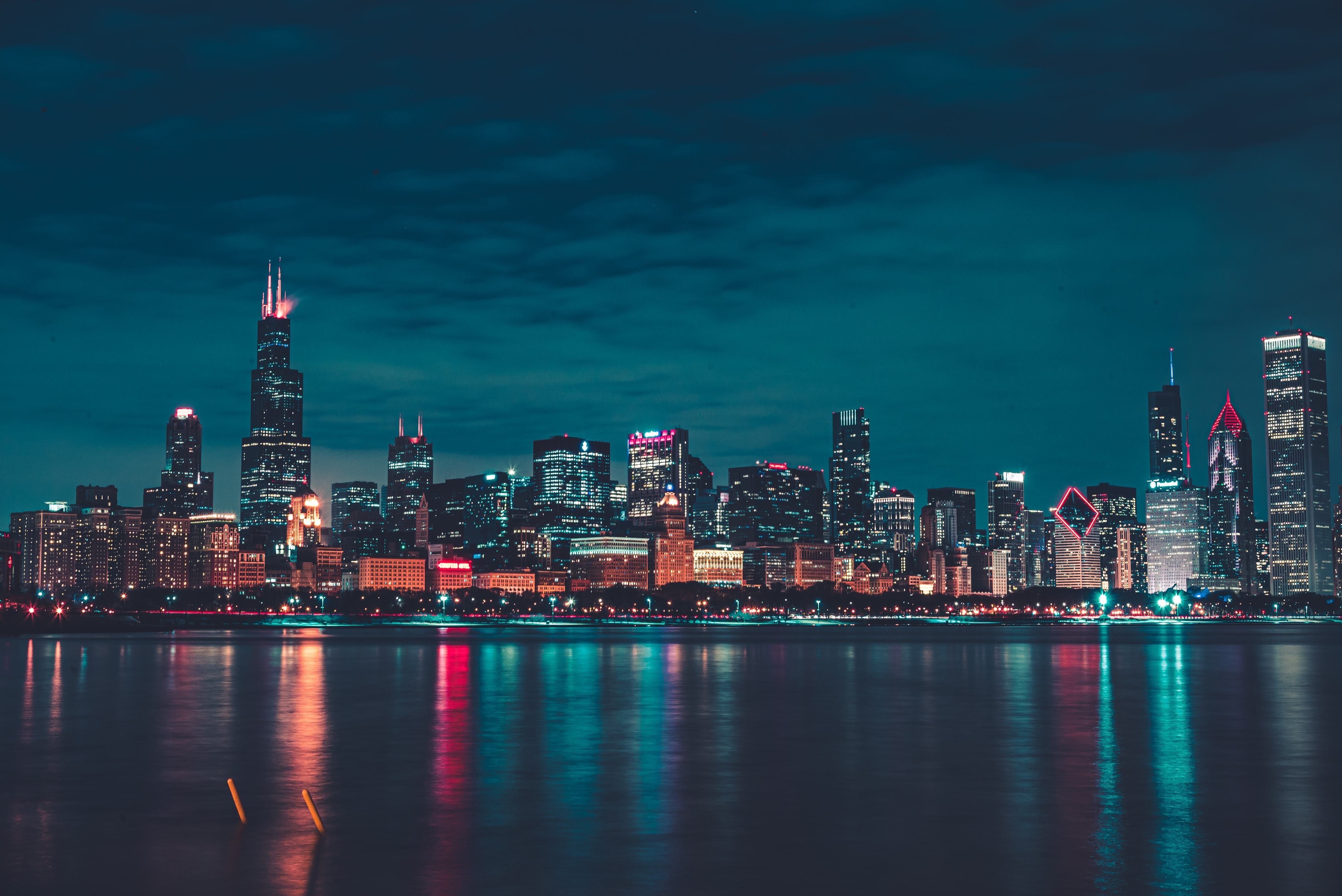 4900x3270 Chicago Wallpaper 4K, Night, City lights, World, Desktop