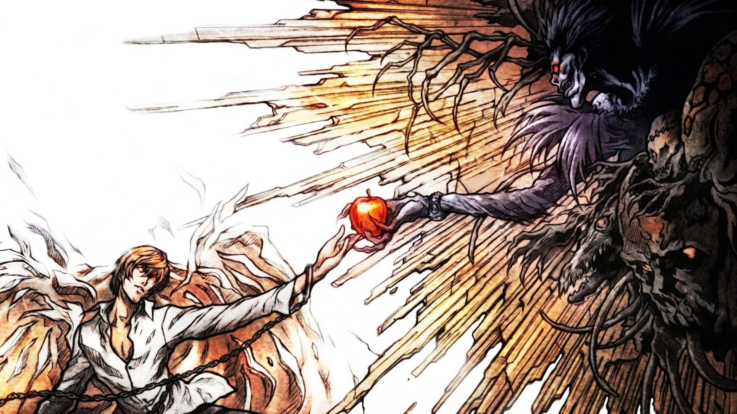 2560x1440 Death Note, Light Yagami, Ryuk, The Creation Of Adam, Parody, Desktop