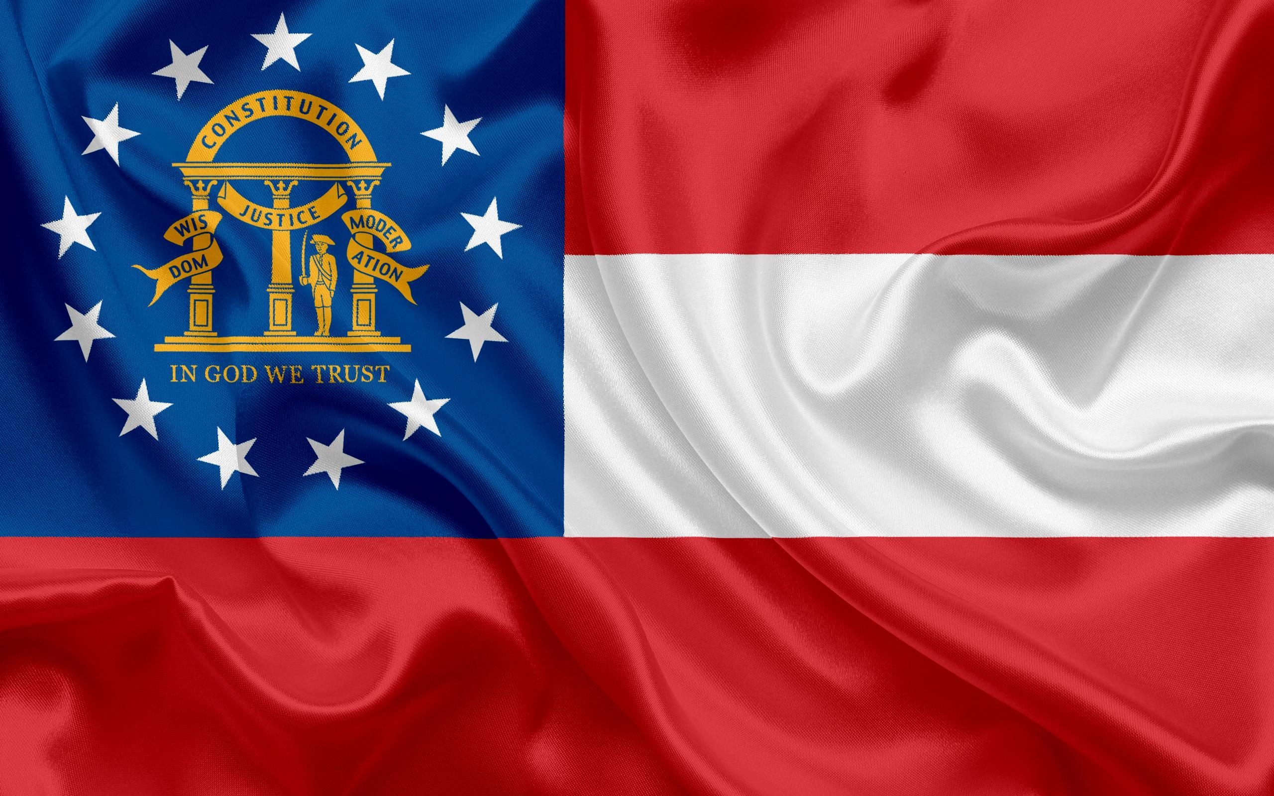 2560x1600 Download wallpaper Flag of Georgia State, flags of States, USA, Desktop