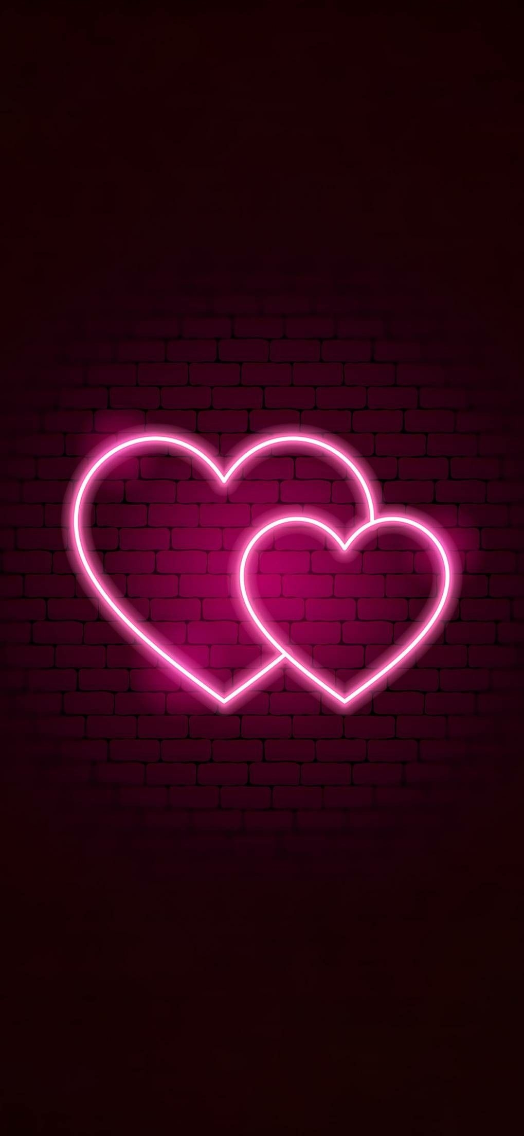 1020x2210 Aesthetic Red Heart Neon Wallpaper, Phone