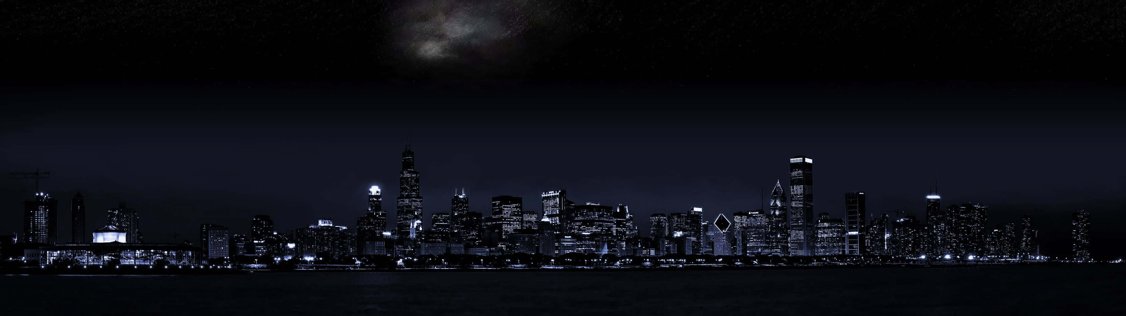 3840x1080 Download Dark Urban City Skyline Cool, Dual Screen