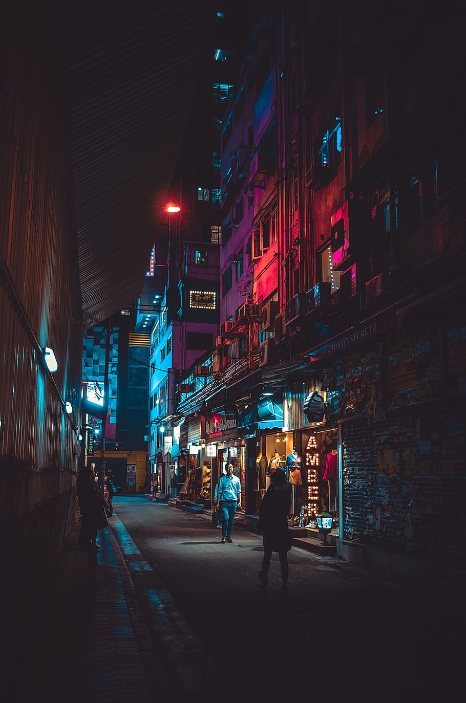 910x1380 HD wallpaper: man walking on street, city, night, light, hongkong, Phone