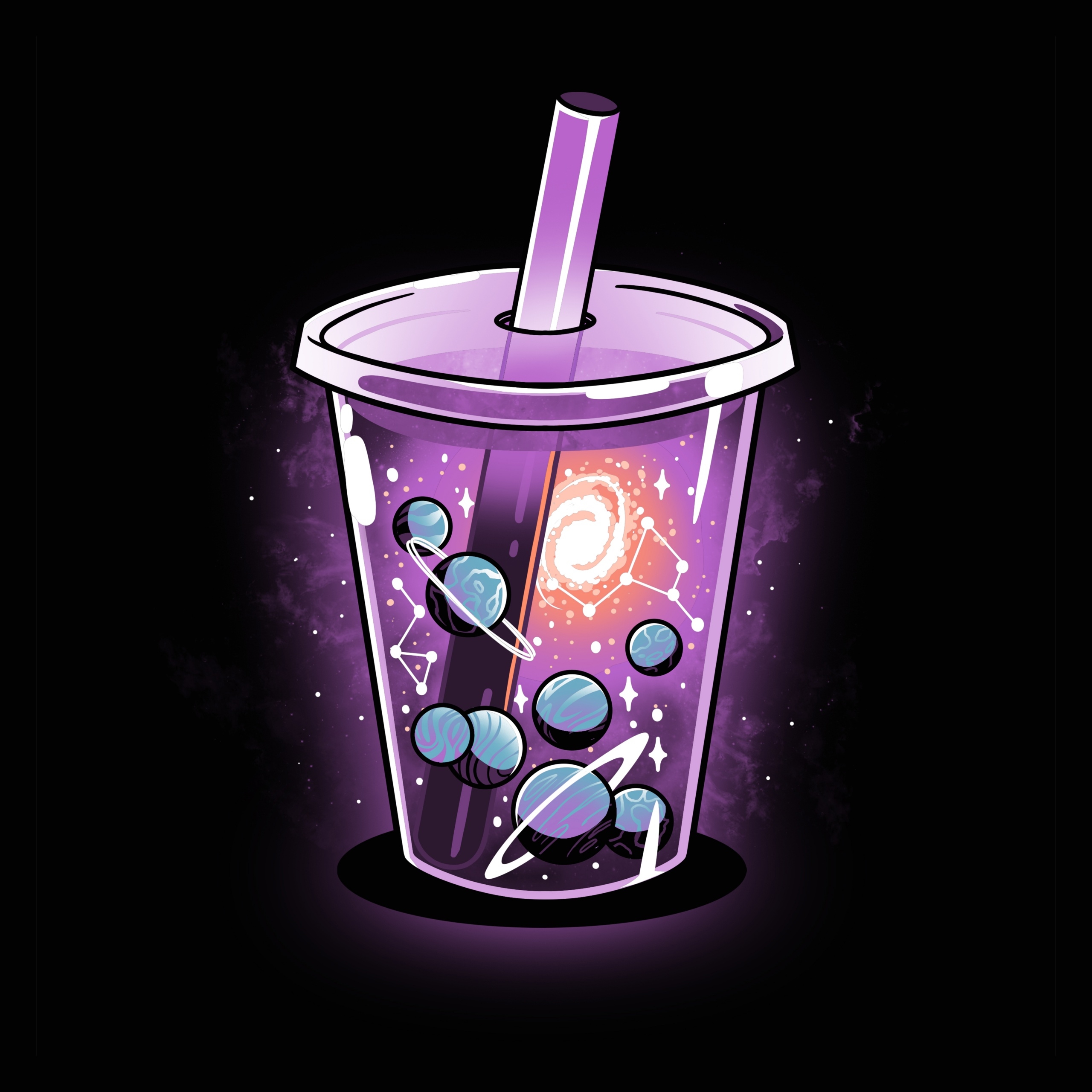 2560x2560 Bubble tea Wallpaper 4K, Planets, Black background, 5K, 8K, Phone