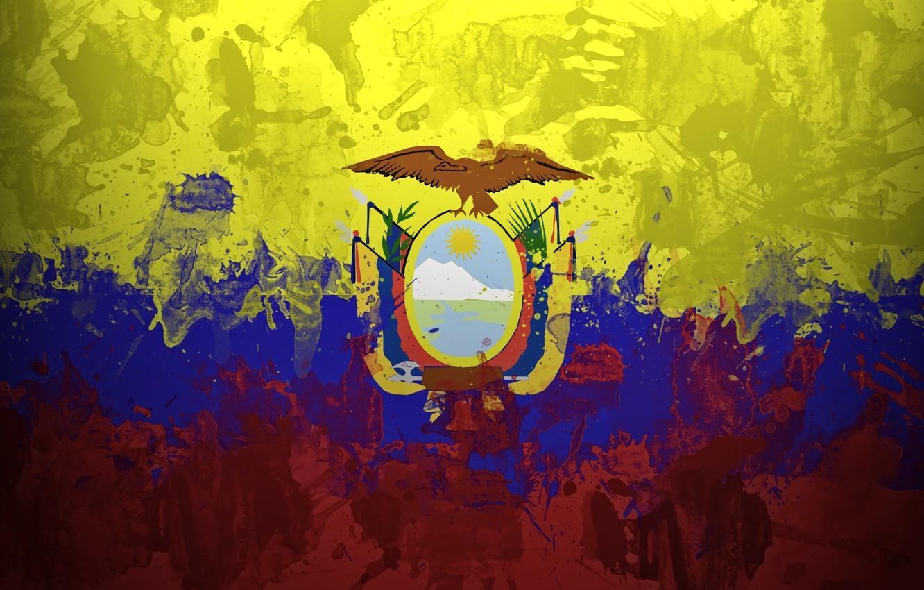 1340x850 Wallpaper paint, flag, flag, Ecuador, The Republic Of Ecuador, Desktop