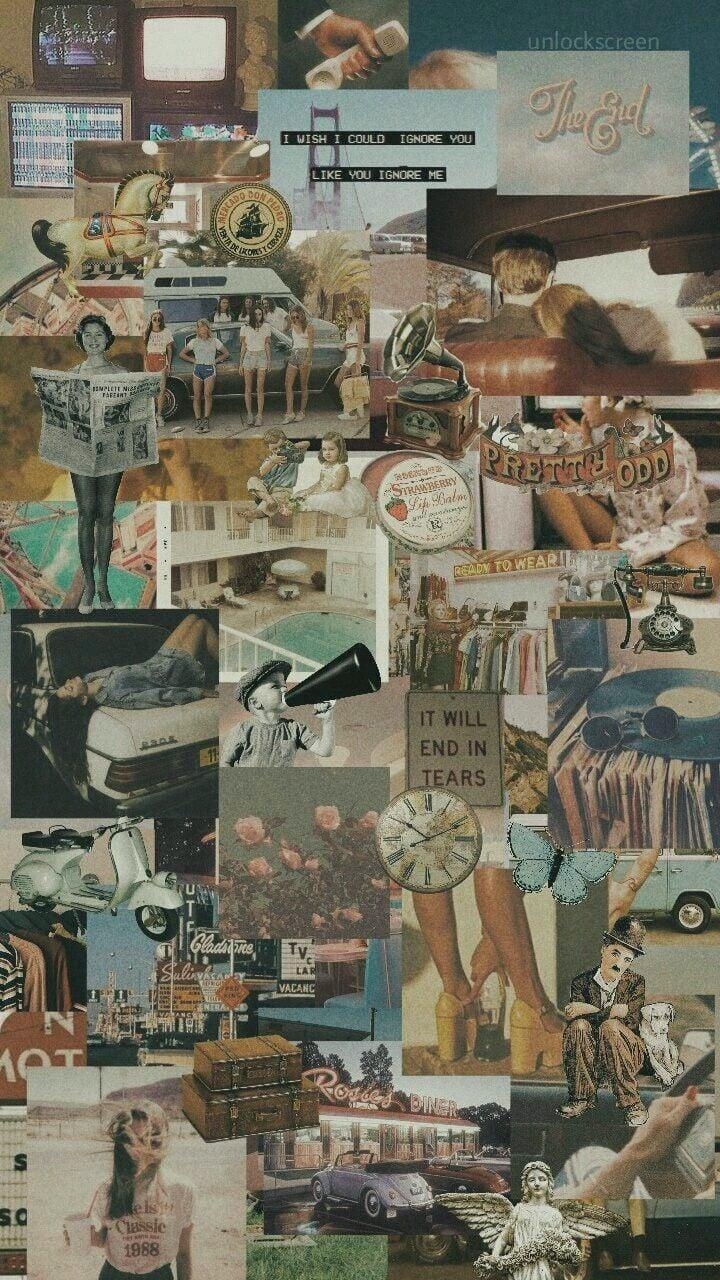 720x1280 Vintage Aesthetic Wallpaper Collage Wallpaper, Phone