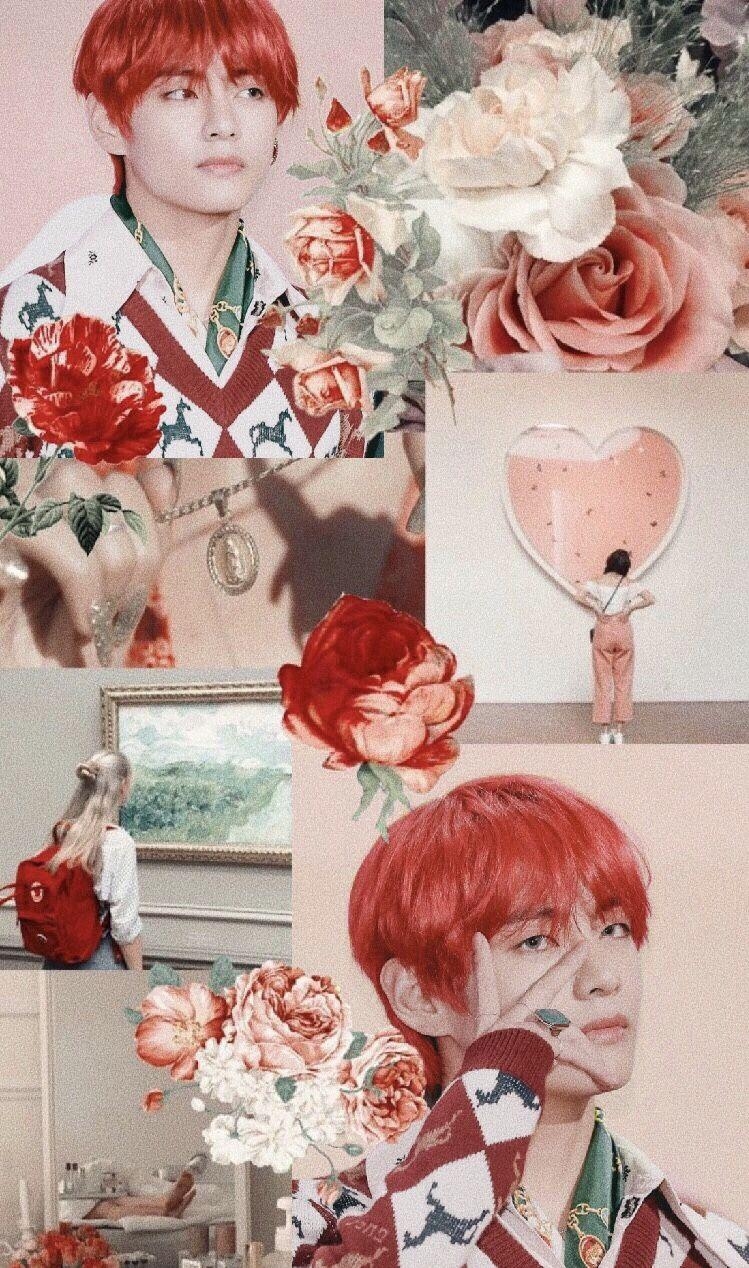 750x1270 Wallpaper Taehyung #bts #taehyung #V #aesthetic #Red #Pink, Phone