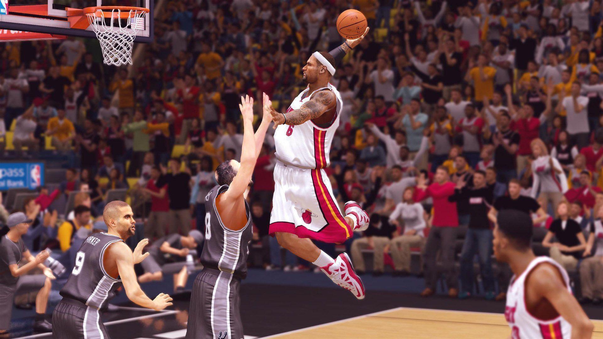 1920x1080 LeBron James dunking, Miami Heat, NBA 2K14 HD, Desktop