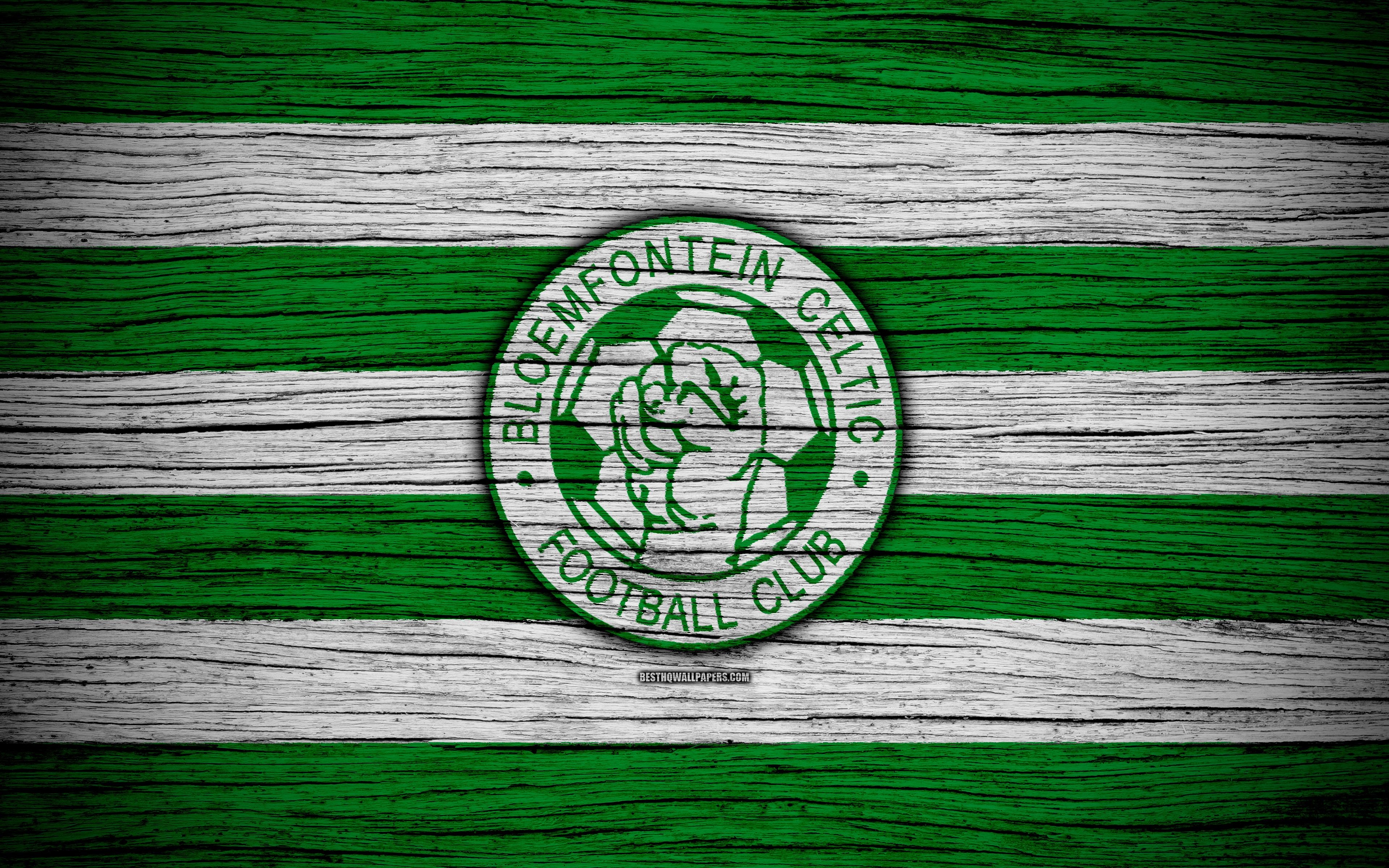 3840x2400 Download wallpaper FC Bloemfontein Celtic, 4k, wooden texture, Desktop