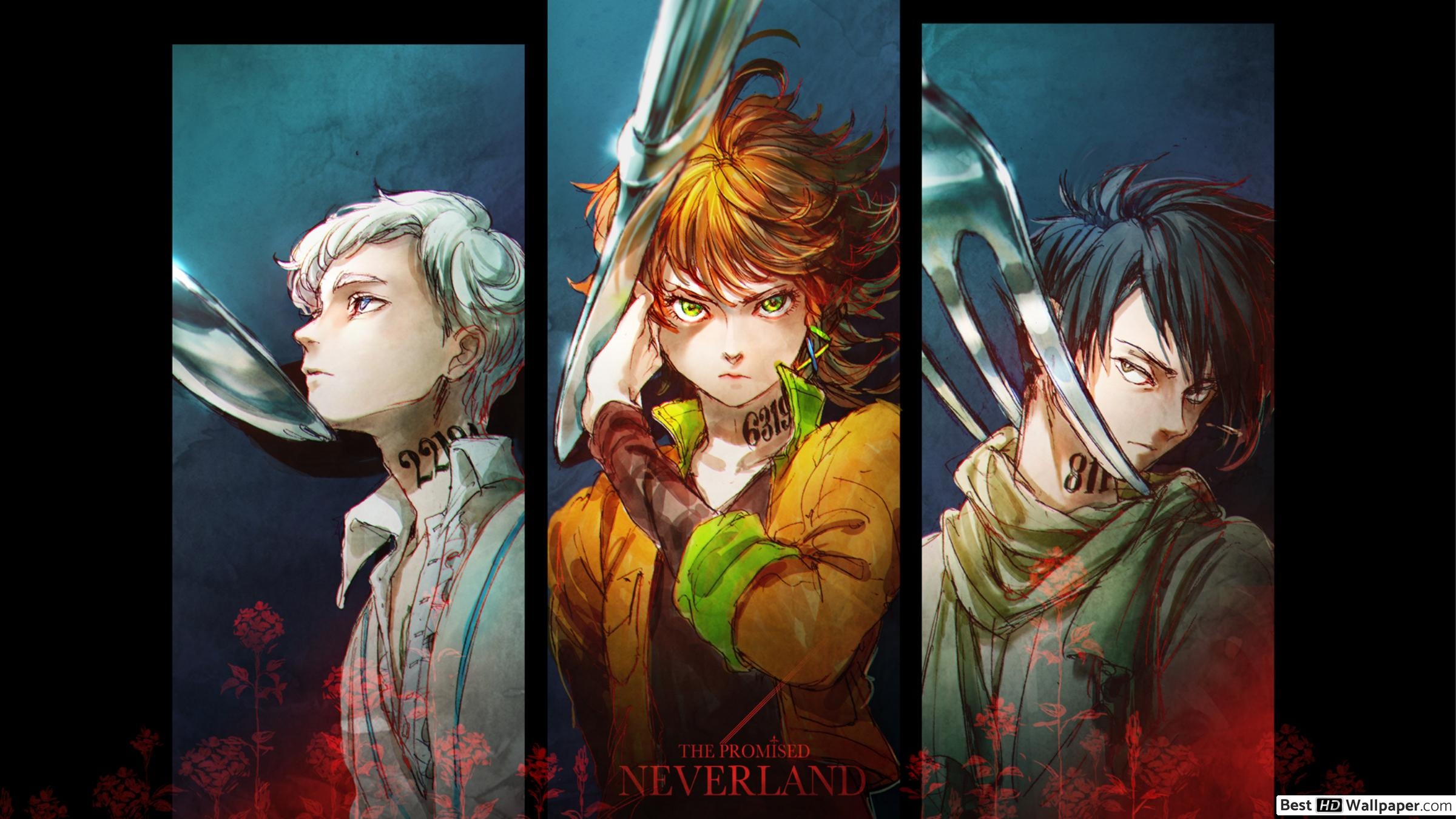 2400x1350 The Promised Neverland, Emma, Ray HD wallpaper download, Desktop