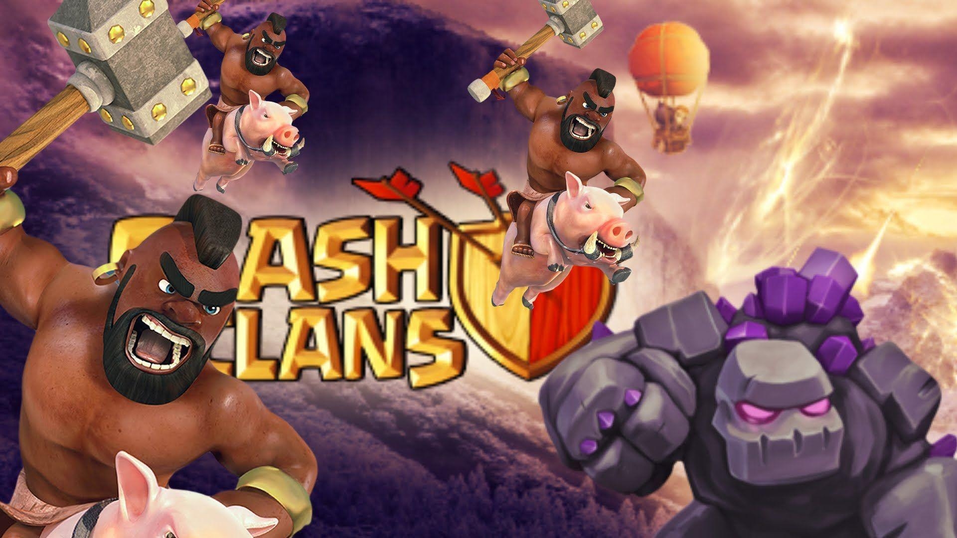 1920x1080 Clash Of Clans. Hog Rider Attack Strategy. Golem + Hog, Desktop