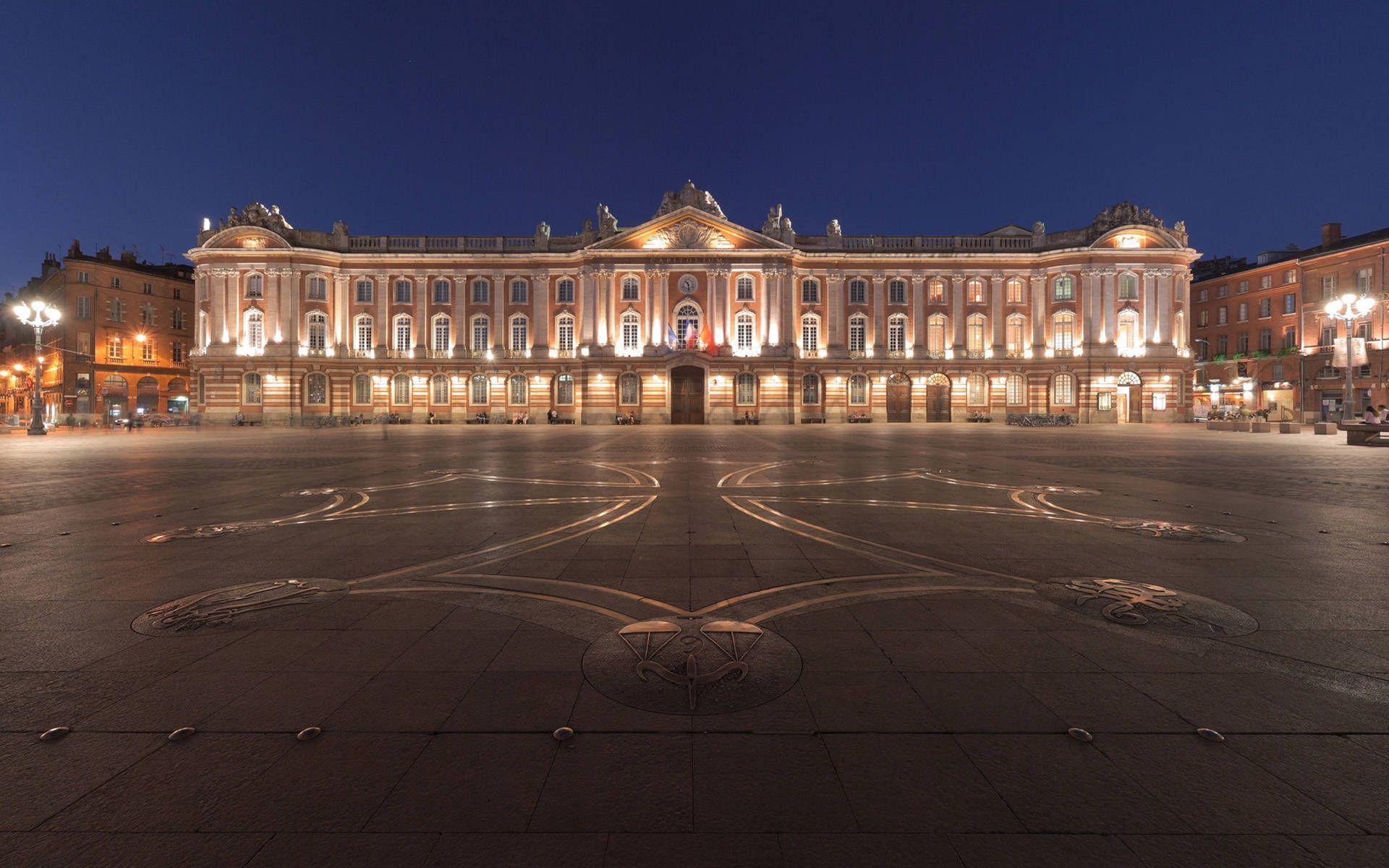 1920x1200 Toulouse France city square night wallpaper, Desktop