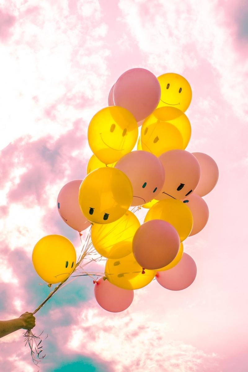 800x1200 Download wallpaper  balloons, sky, pink, yellow, Phone