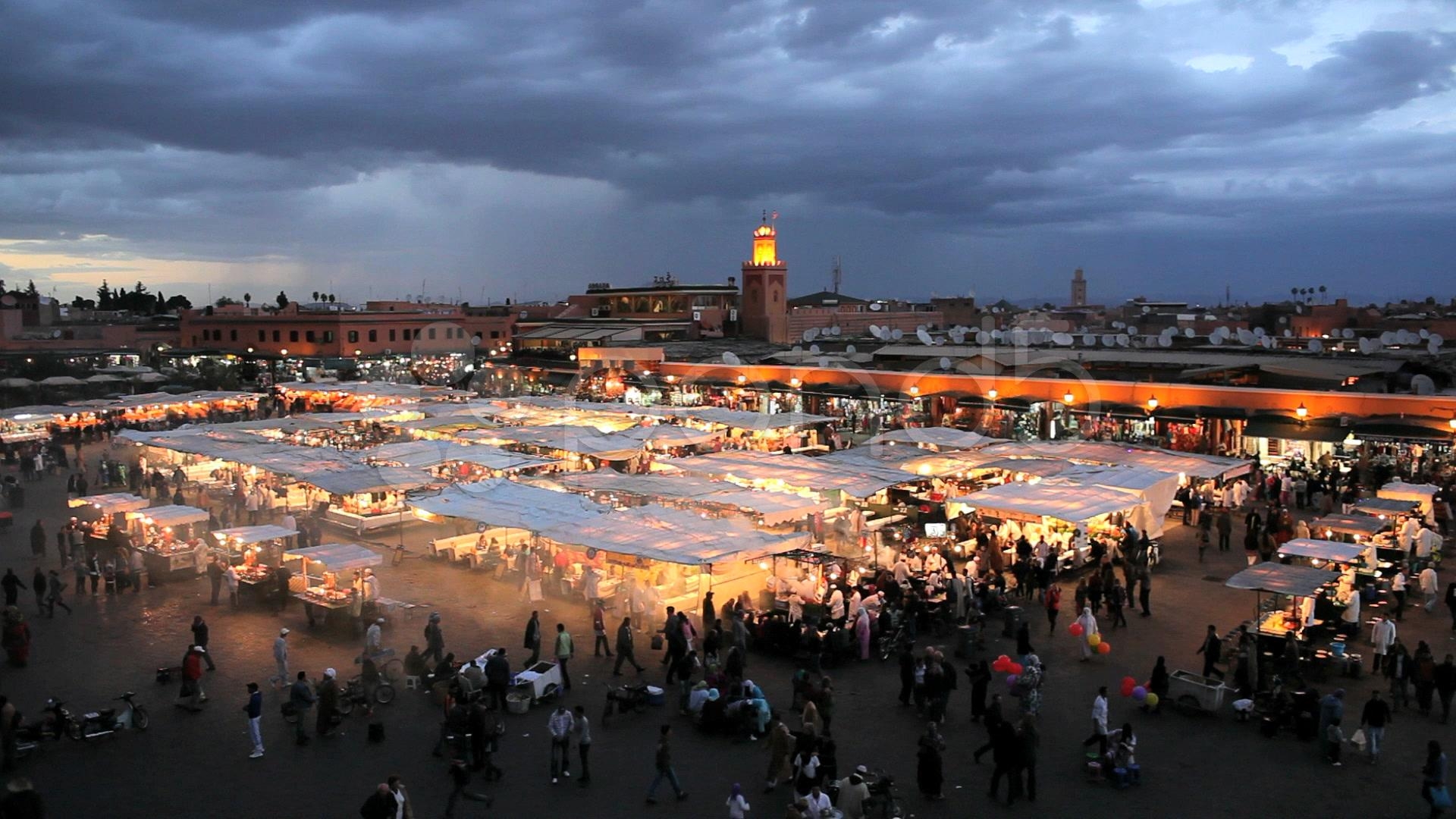 1920x1080 Evening In Djemaa El Fna, Marrakech (Marrakesh), Morocco, North, Desktop