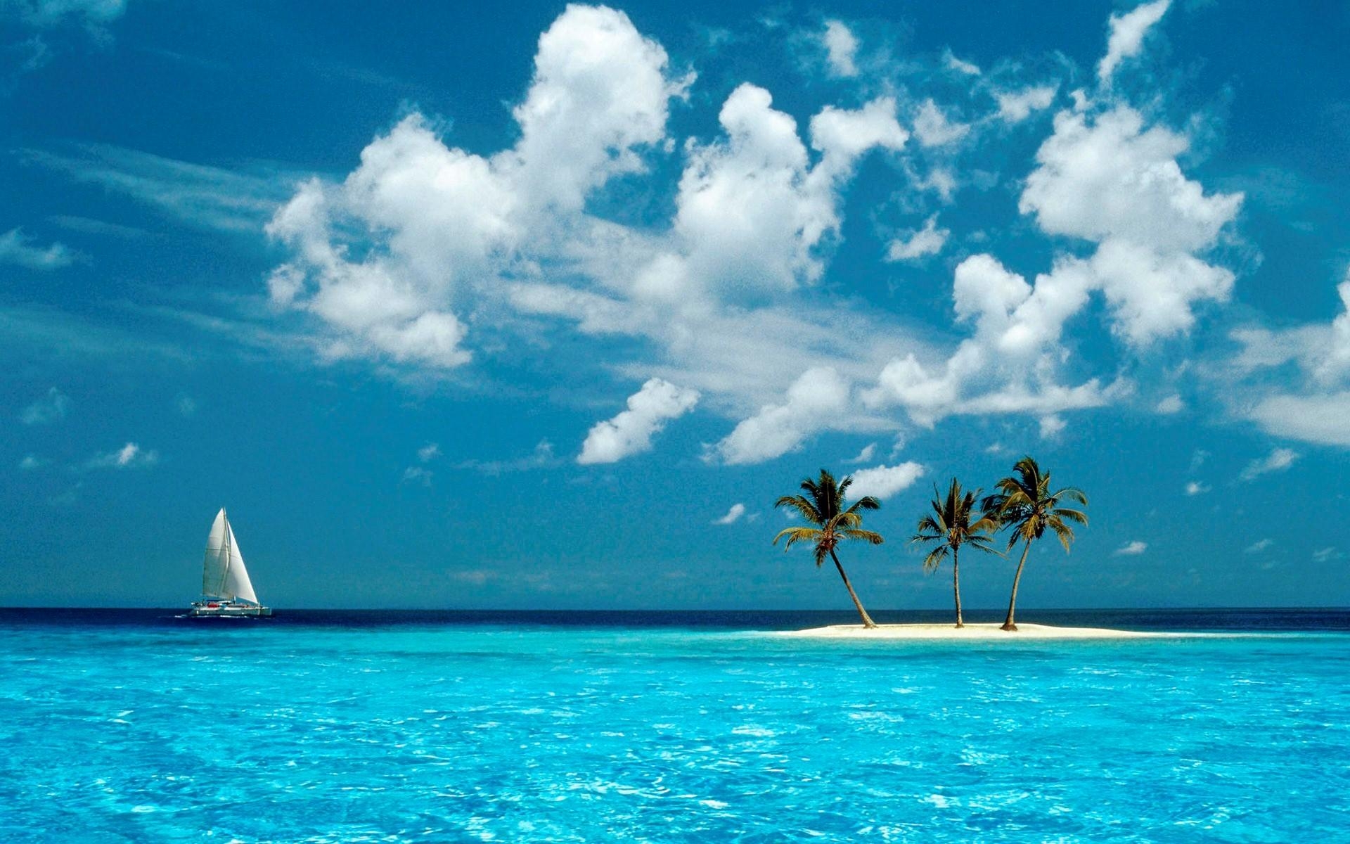 1920x1200 Beautiful Coconut Trees in Small Island Wallpaper, Desktop