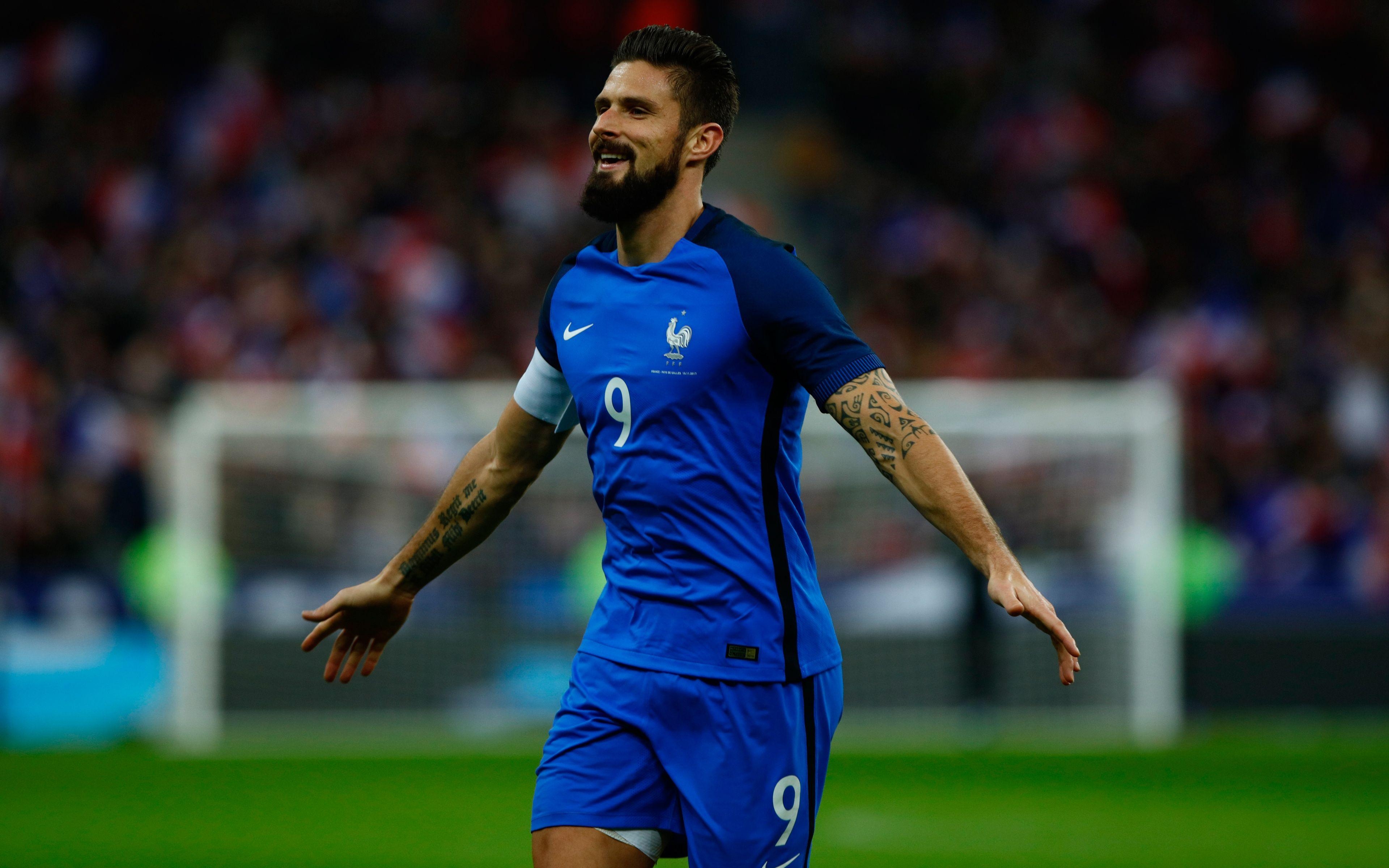 3840x2400 Download wallpaper Olivier Giroud, French football player, France, Desktop