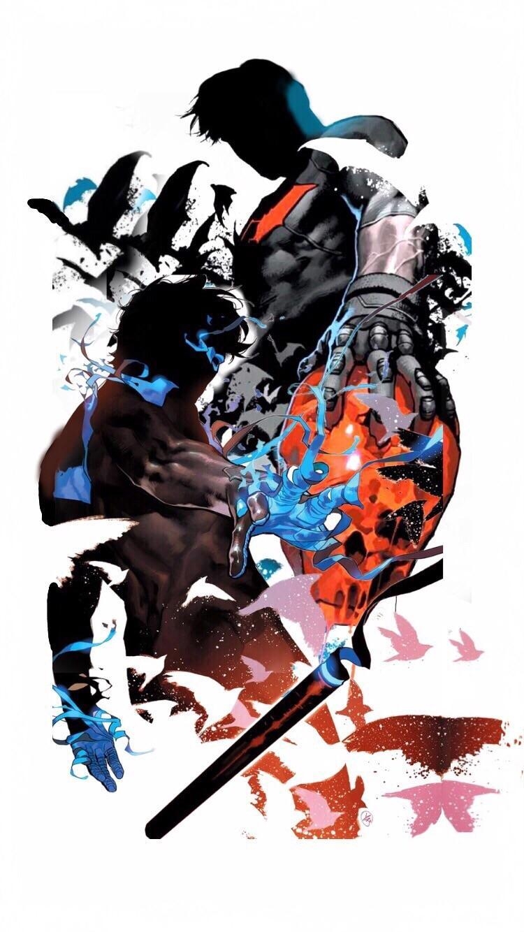 750x1340 Nightwing And Red Hood Wallpaper Artwork By Yasmine Putri, Phone