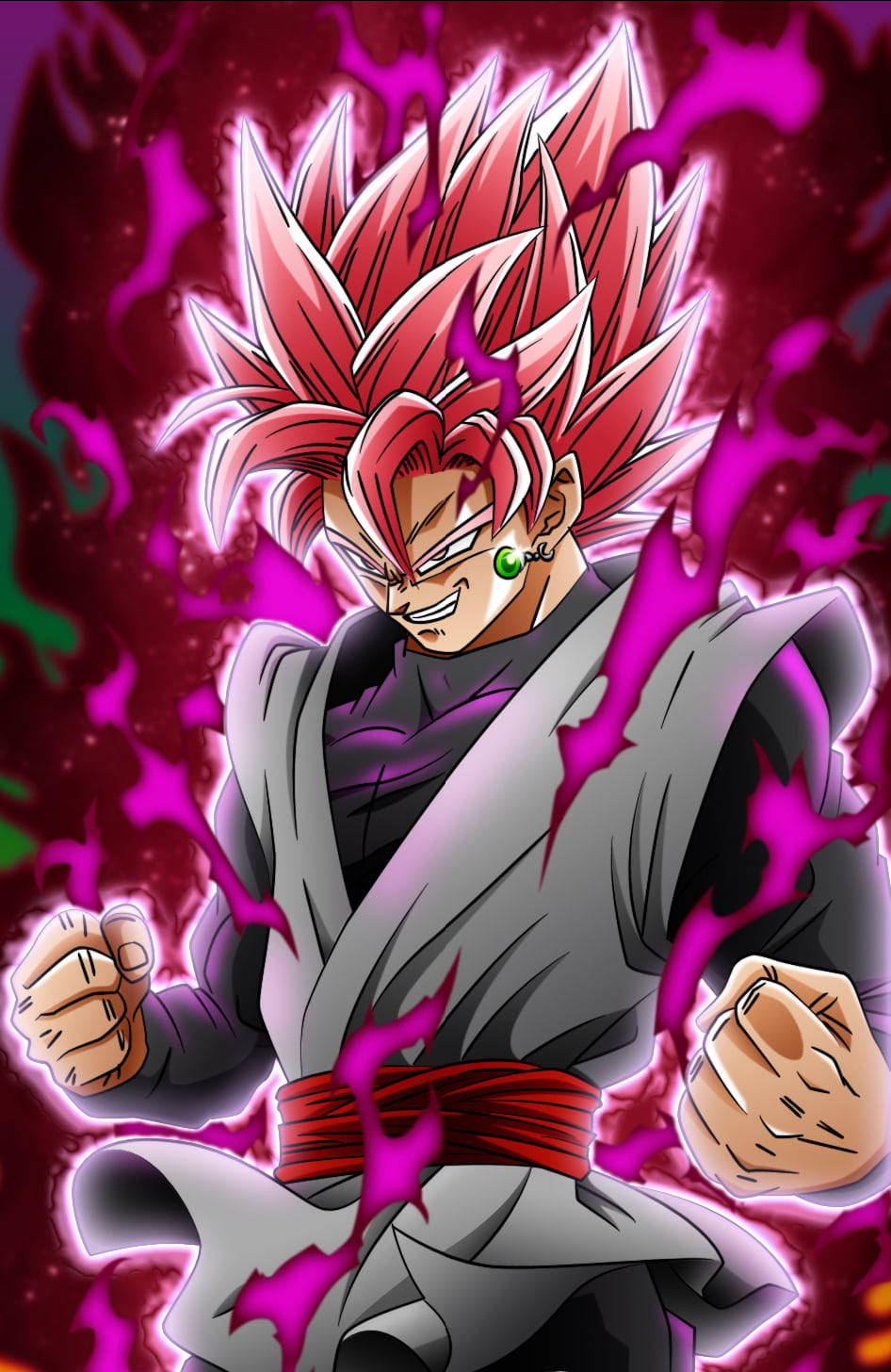 950x1460 Goku Black PFP Purple Flame Wallpaper, Phone