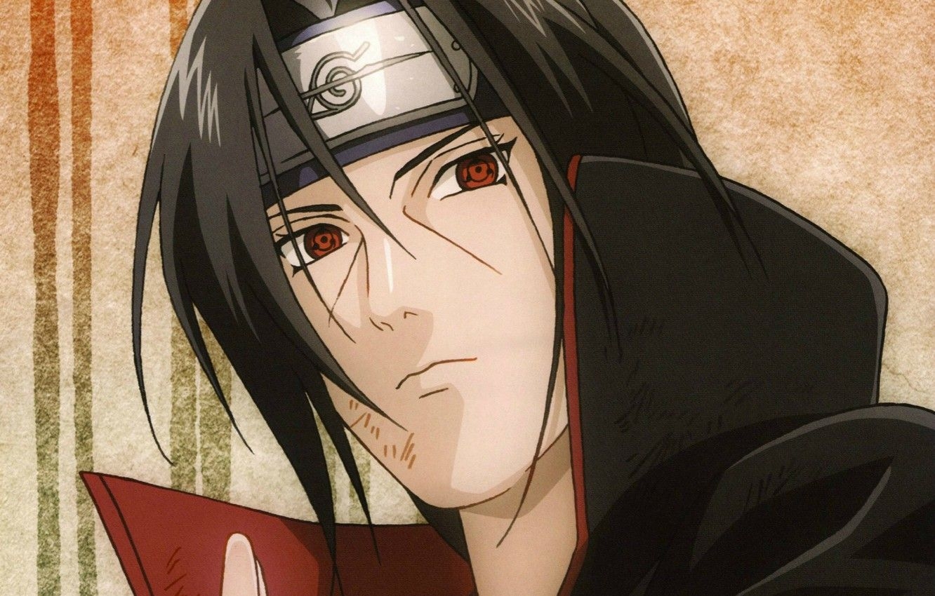 1340x850 Wallpaper portrait, headband, Naruto, red eyes, sharingan, Akatsuki, Itachi uchiha image for desktop, section сёнэн, Desktop