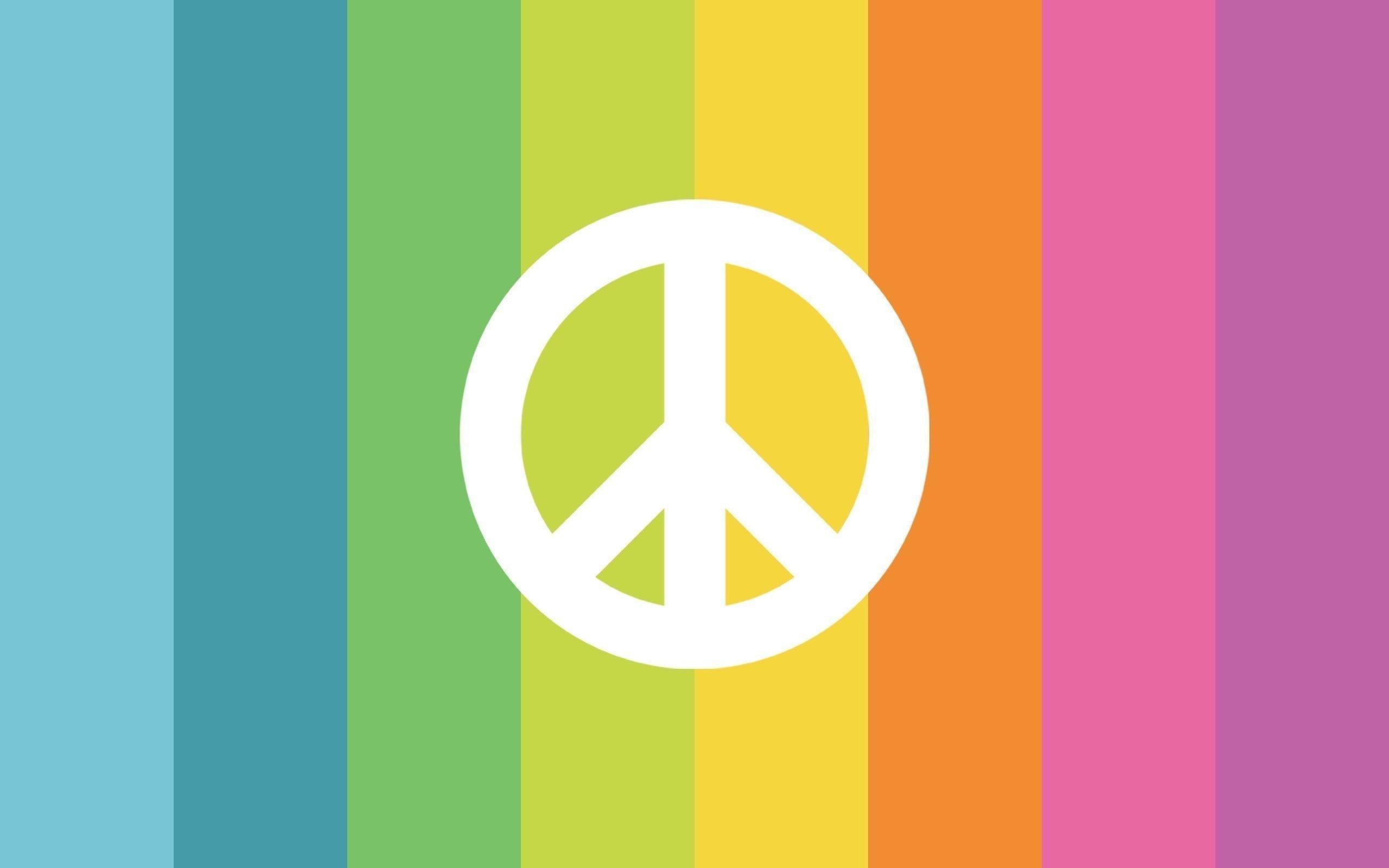 2560x1600 Peace and Love Sign Rainbow Creative HD Wallpaper Desktop, Desktop