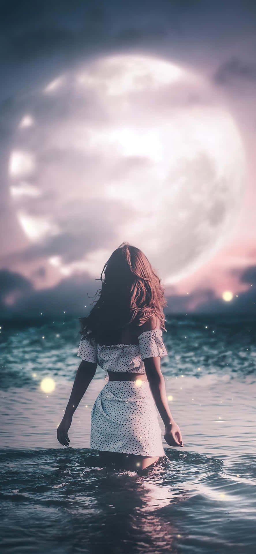 890x1920 Download Admire the beauty of a Cute Moon Wallpaper, Phone