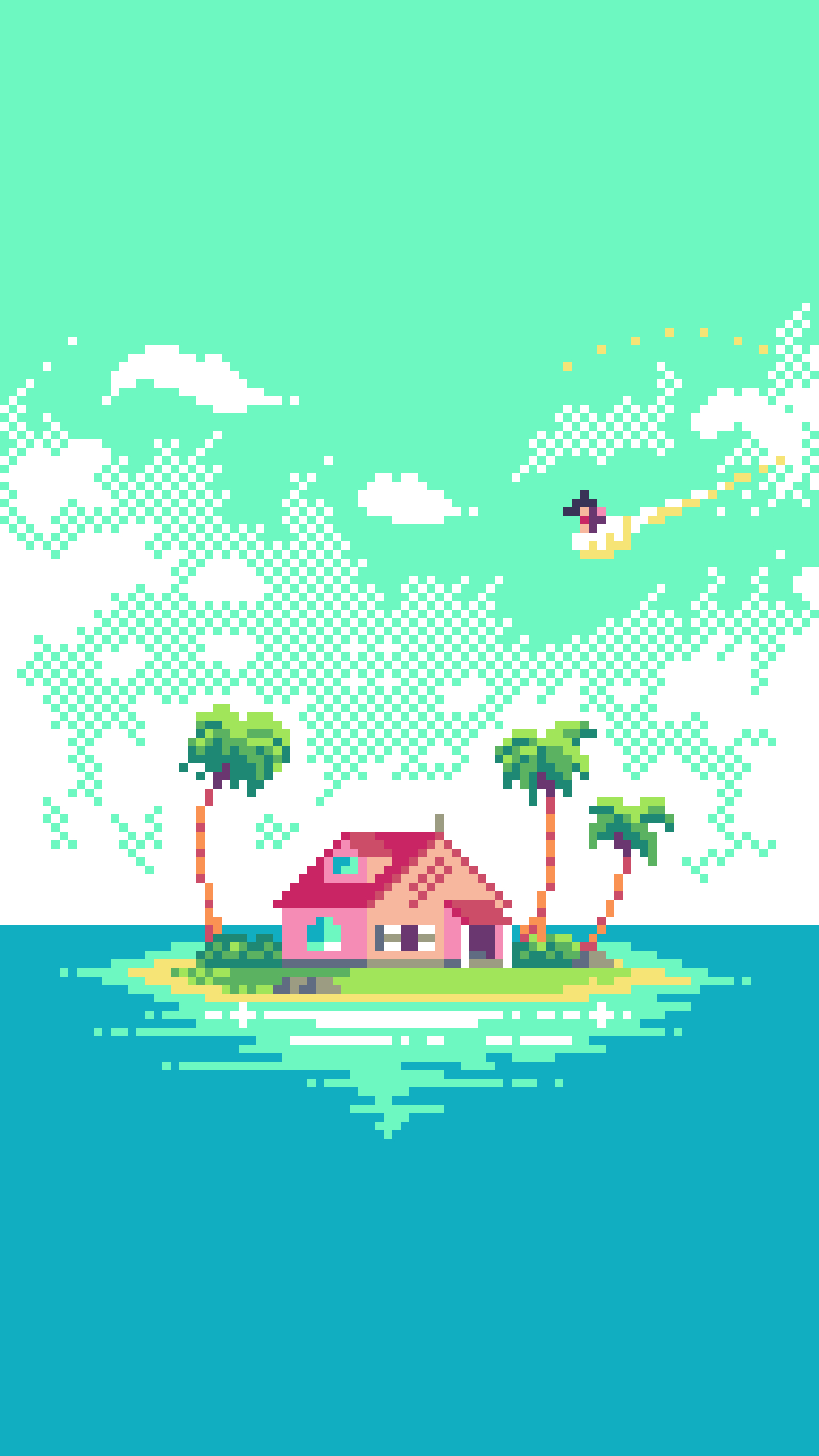 1440x2560 Dragon Ball Kame House Pixel Art (Wallpaper Version), U BJGpixel, Phone